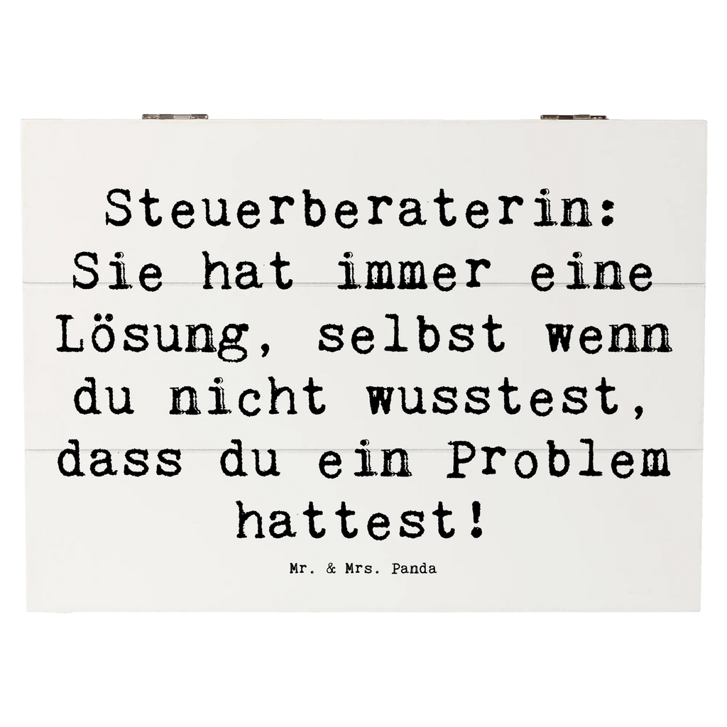 Holzkiste Spruch Steuerberaterin: Sie hat immer eine Lösung, selbst wenn du nicht wusstest, dass du ein Problem hattest! Holzkiste, Kiste, Schatzkiste, Truhe, Schatulle, XXL, Erinnerungsbox, Erinnerungskiste, Dekokiste, Aufbewahrungsbox, Geschenkbox, Geschenkdose, Beruf, Ausbildung, Jubiläum, Abschied, Rente, Kollege, Kollegin, Geschenk, Schenken, Arbeitskollege, Mitarbeiter, Firma, Danke, Dankeschön