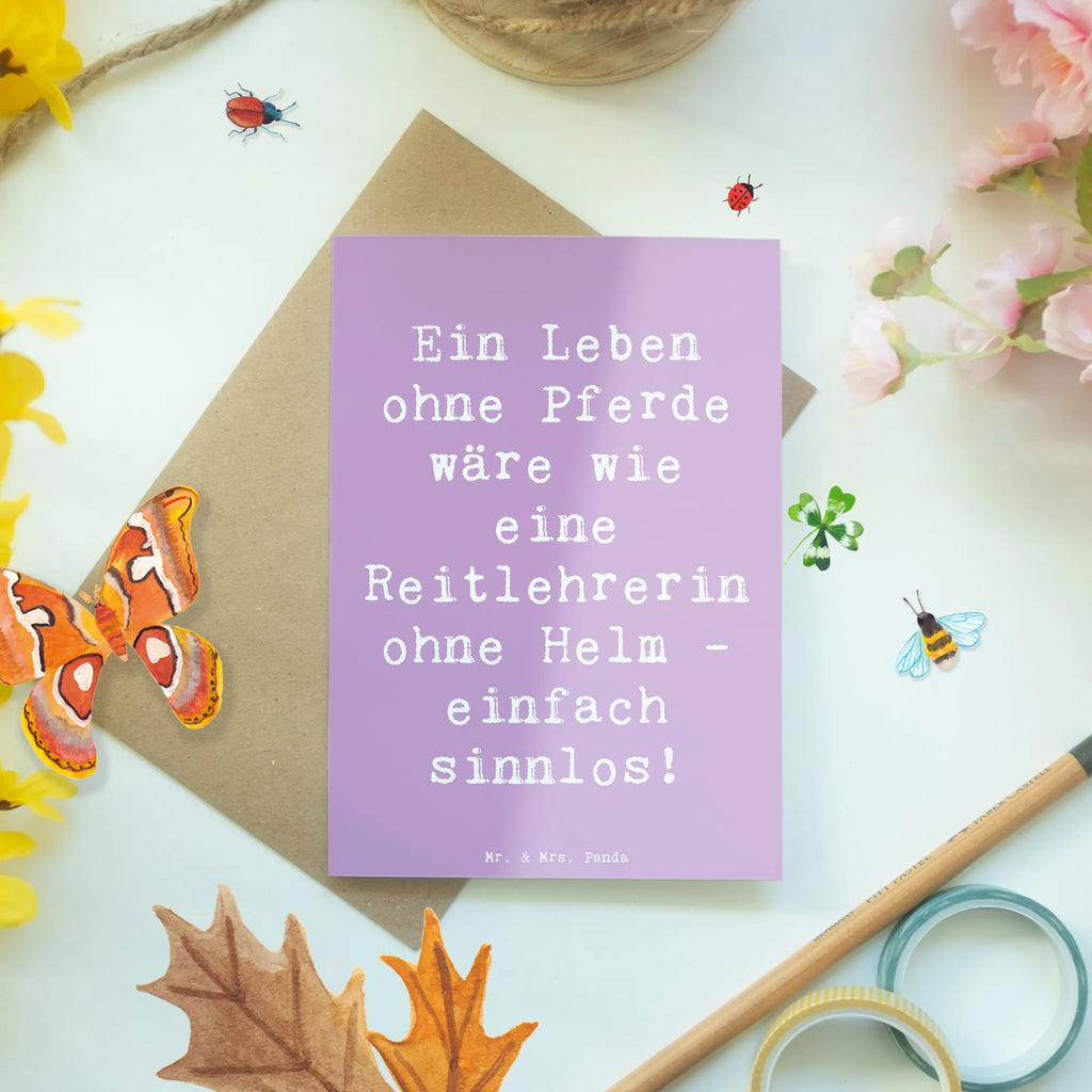 Grußkarte Spruch Ein Leben ohne Pferde wäre wie eine Reitlehrerin ohne Helm - einfach sinnlos! Grußkarte, Klappkarte, Einladungskarte, Glückwunschkarte, Hochzeitskarte, Geburtstagskarte, Karte, Ansichtskarten, Beruf, Ausbildung, Jubiläum, Abschied, Rente, Kollege, Kollegin, Geschenk, Schenken, Arbeitskollege, Mitarbeiter, Firma, Danke, Dankeschön