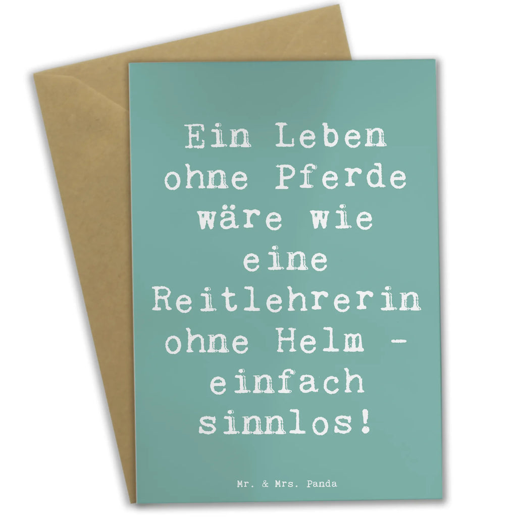 Grußkarte Spruch Ein Leben ohne Pferde wäre wie eine Reitlehrerin ohne Helm - einfach sinnlos! Grußkarte, Klappkarte, Einladungskarte, Glückwunschkarte, Hochzeitskarte, Geburtstagskarte, Karte, Ansichtskarten, Beruf, Ausbildung, Jubiläum, Abschied, Rente, Kollege, Kollegin, Geschenk, Schenken, Arbeitskollege, Mitarbeiter, Firma, Danke, Dankeschön