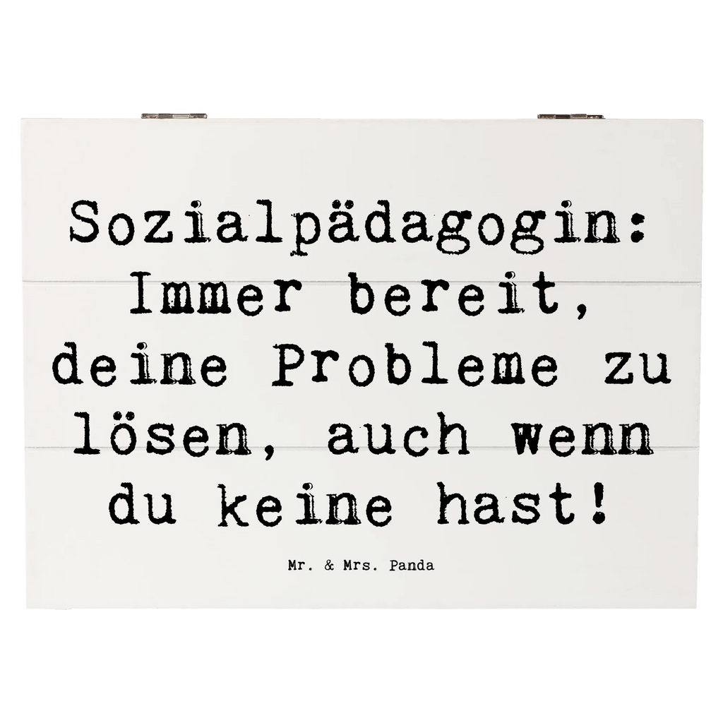 Holzkiste Spruch Sozialpädagogin: Immer bereit, deine Probleme zu lösen, auch wenn du keine hast! Holzkiste, Kiste, Schatzkiste, Truhe, Schatulle, XXL, Erinnerungsbox, Erinnerungskiste, Dekokiste, Aufbewahrungsbox, Geschenkbox, Geschenkdose, Beruf, Ausbildung, Jubiläum, Abschied, Rente, Kollege, Kollegin, Geschenk, Schenken, Arbeitskollege, Mitarbeiter, Firma, Danke, Dankeschön