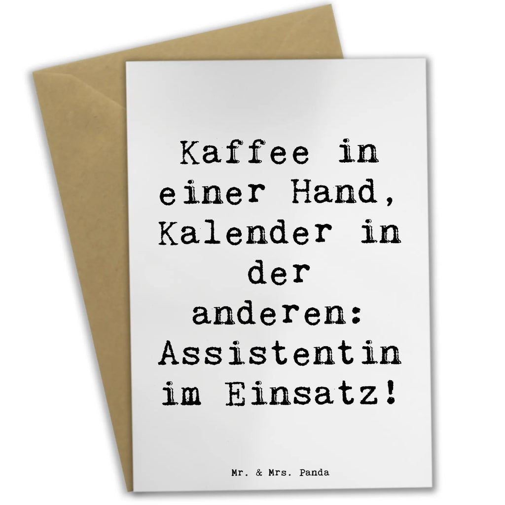 Grußkarte Spruch Kaffee in einer Hand, Kalender in der anderen: Assistentin im Einsatz! Grußkarte, Klappkarte, Einladungskarte, Glückwunschkarte, Hochzeitskarte, Geburtstagskarte, Karte, Ansichtskarten, Beruf, Ausbildung, Jubiläum, Abschied, Rente, Kollege, Kollegin, Geschenk, Schenken, Arbeitskollege, Mitarbeiter, Firma, Danke, Dankeschön