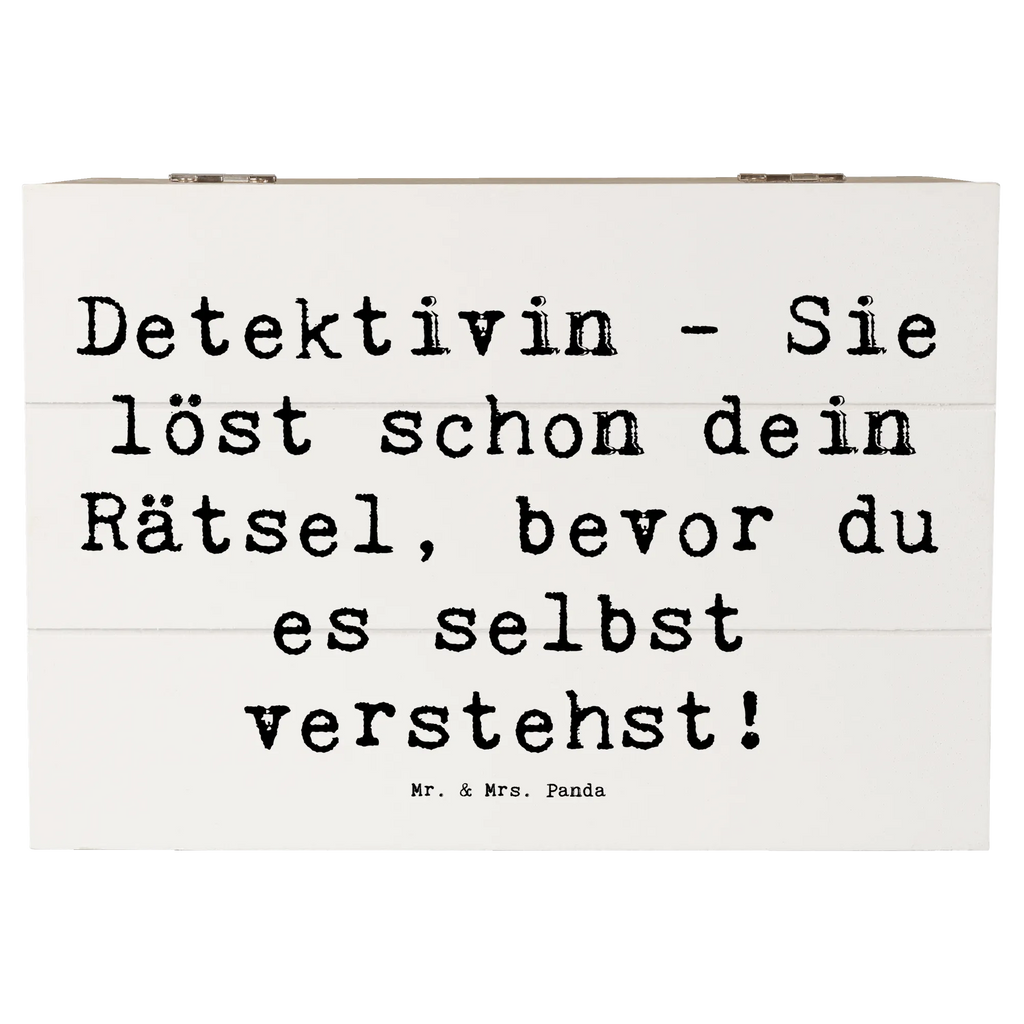 Holzkiste Spruch Detektivin - Sie löst schon dein Rätsel, bevor du es selbst verstehst! Holzkiste, Kiste, Schatzkiste, Truhe, Schatulle, XXL, Erinnerungsbox, Erinnerungskiste, Dekokiste, Aufbewahrungsbox, Geschenkbox, Geschenkdose, Beruf, Ausbildung, Jubiläum, Abschied, Rente, Kollege, Kollegin, Geschenk, Schenken, Arbeitskollege, Mitarbeiter, Firma, Danke, Dankeschön