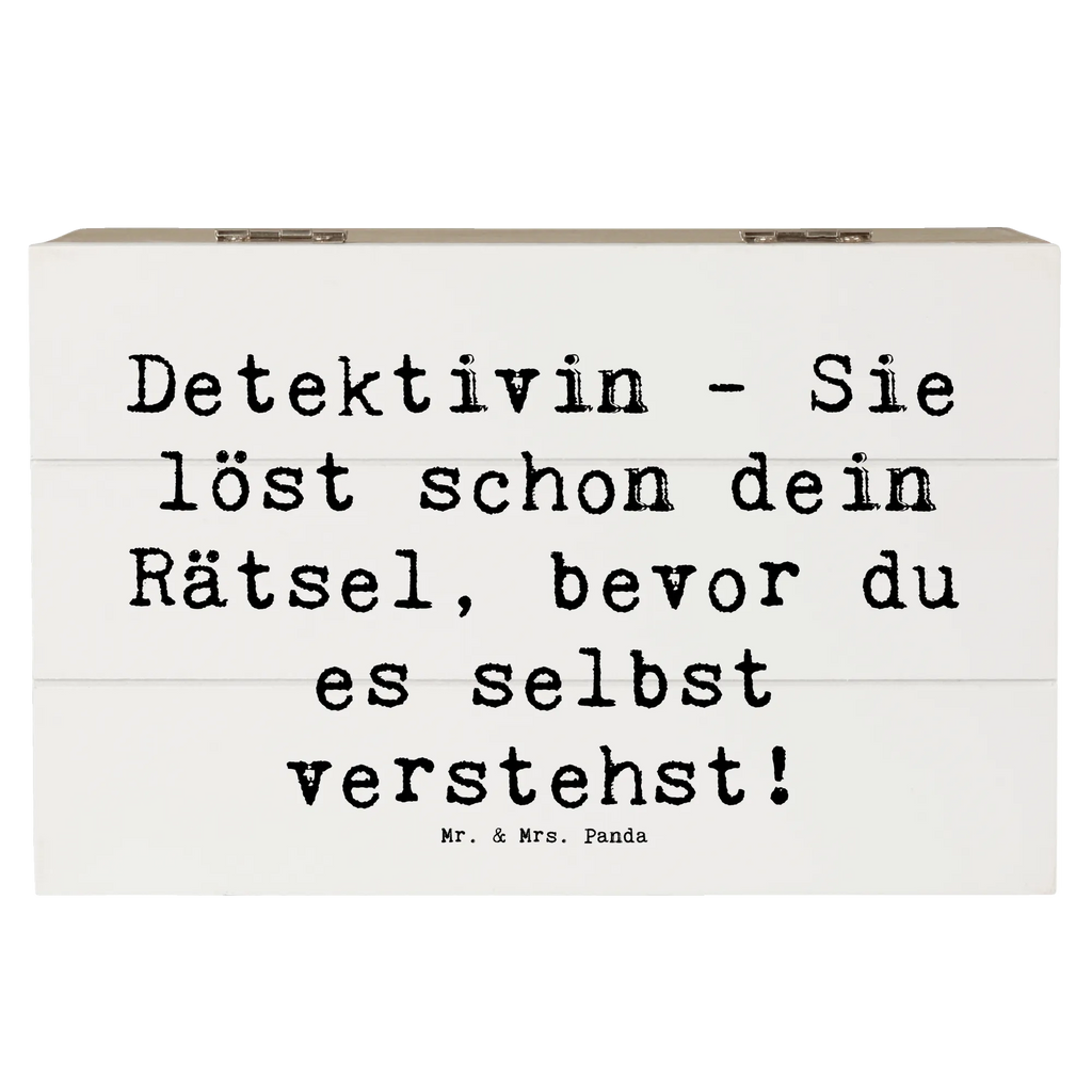 Holzkiste Spruch Detektivin - Sie löst schon dein Rätsel, bevor du es selbst verstehst! Holzkiste, Kiste, Schatzkiste, Truhe, Schatulle, XXL, Erinnerungsbox, Erinnerungskiste, Dekokiste, Aufbewahrungsbox, Geschenkbox, Geschenkdose, Beruf, Ausbildung, Jubiläum, Abschied, Rente, Kollege, Kollegin, Geschenk, Schenken, Arbeitskollege, Mitarbeiter, Firma, Danke, Dankeschön