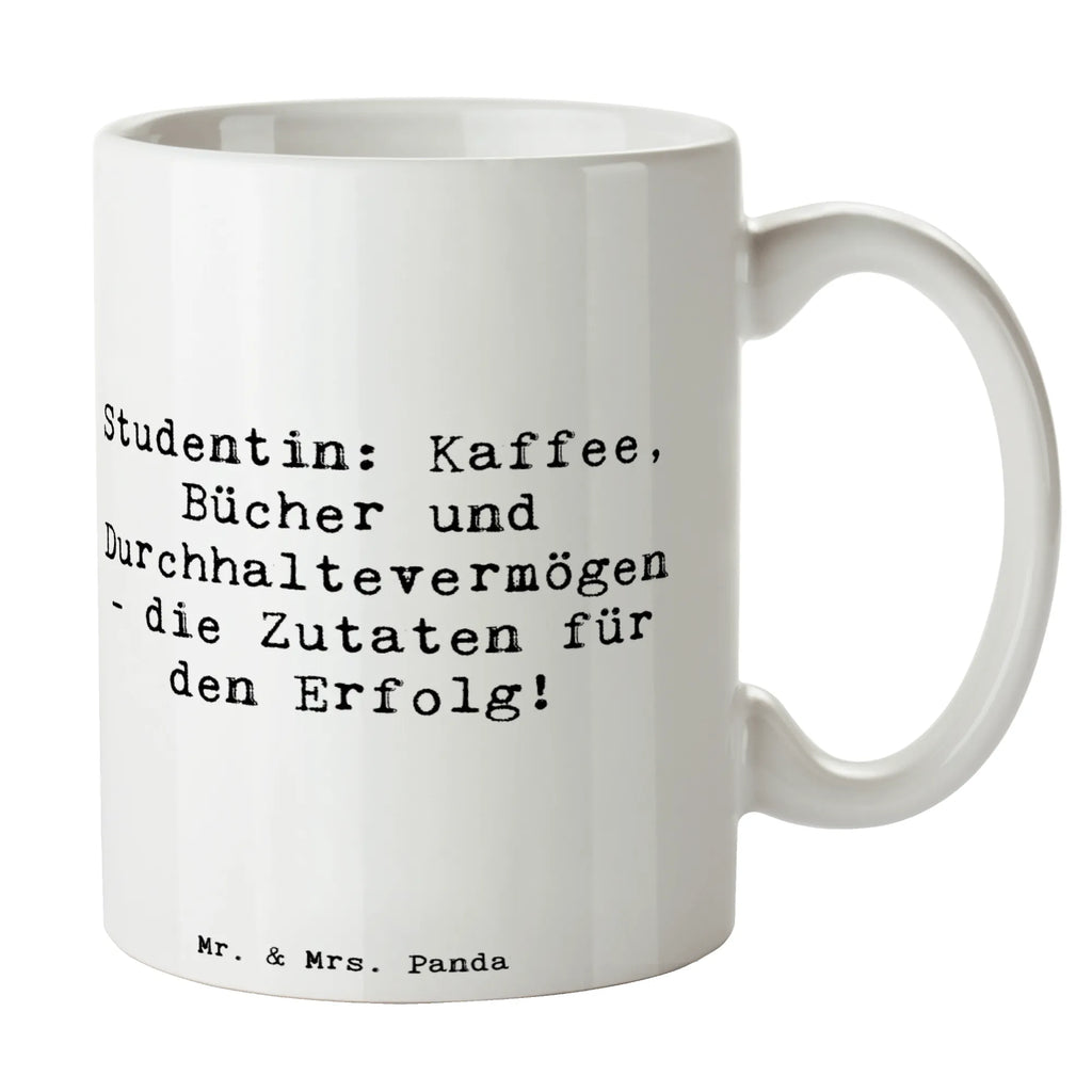 Tasse Spruch Studentin: Kaffee, Bücher und Durchhaltevermögen - die Zutaten für den Erfolg! Tasse, Kaffeetasse, Teetasse, Becher, Kaffeebecher, Teebecher, Keramiktasse, Porzellantasse, Büro Tasse, Geschenk Tasse, Tasse Sprüche, Tasse Motive, Kaffeetassen, Tasse bedrucken, Designer Tasse, Cappuccino Tassen, Schöne Teetassen, Beruf, Ausbildung, Jubiläum, Abschied, Rente, Kollege, Kollegin, Geschenk, Schenken, Arbeitskollege, Mitarbeiter, Firma, Danke, Dankeschön