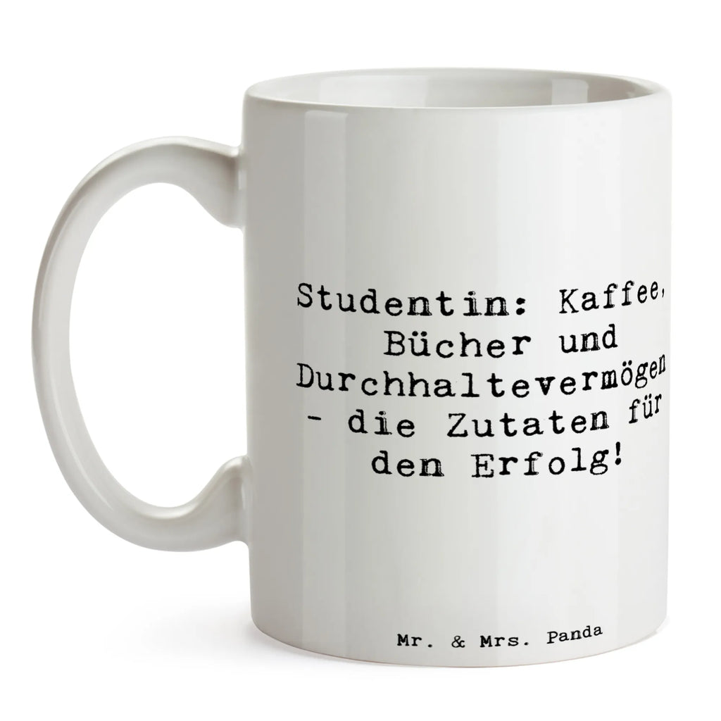 Tasse Spruch Studentin: Kaffee, Bücher und Durchhaltevermögen - die Zutaten für den Erfolg! Tasse, Kaffeetasse, Teetasse, Becher, Kaffeebecher, Teebecher, Keramiktasse, Porzellantasse, Büro Tasse, Geschenk Tasse, Tasse Sprüche, Tasse Motive, Kaffeetassen, Tasse bedrucken, Designer Tasse, Cappuccino Tassen, Schöne Teetassen, Beruf, Ausbildung, Jubiläum, Abschied, Rente, Kollege, Kollegin, Geschenk, Schenken, Arbeitskollege, Mitarbeiter, Firma, Danke, Dankeschön