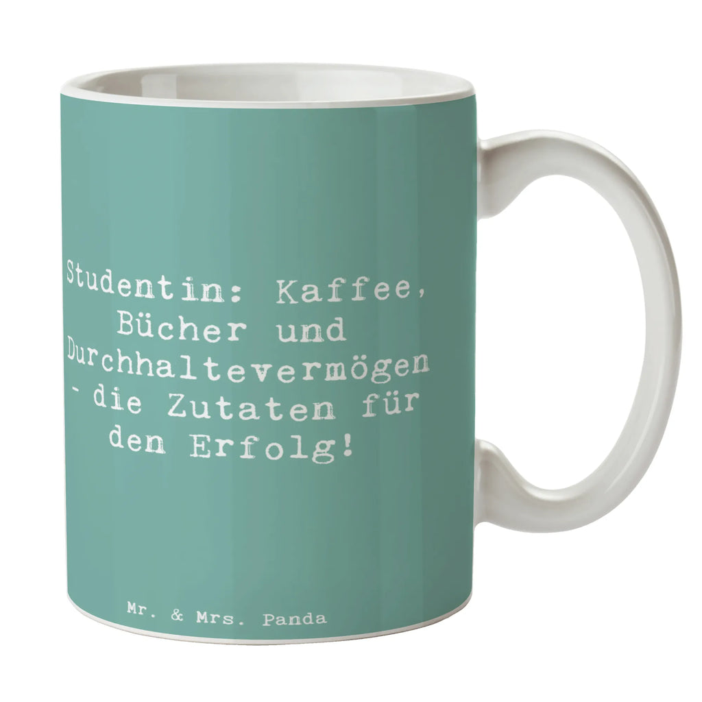 Tasse Spruch Studentin: Kaffee, Bücher und Durchhaltevermögen - die Zutaten für den Erfolg! Tasse, Kaffeetasse, Teetasse, Becher, Kaffeebecher, Teebecher, Keramiktasse, Porzellantasse, Büro Tasse, Geschenk Tasse, Tasse Sprüche, Tasse Motive, Kaffeetassen, Tasse bedrucken, Designer Tasse, Cappuccino Tassen, Schöne Teetassen, Beruf, Ausbildung, Jubiläum, Abschied, Rente, Kollege, Kollegin, Geschenk, Schenken, Arbeitskollege, Mitarbeiter, Firma, Danke, Dankeschön