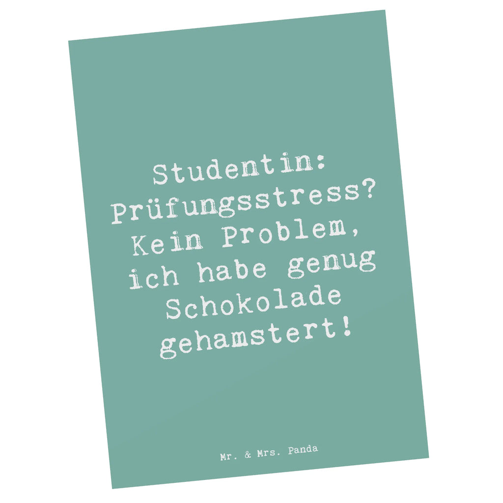 Postkarte Spruch Studentin: Prüfungsstress? Kein Problem, ich habe genug Schokolade gehamstert! Postkarte, Karte, Geschenkkarte, Grußkarte, Einladung, Ansichtskarte, Geburtstagskarte, Einladungskarte, Dankeskarte, Ansichtskarten, Einladung Geburtstag, Einladungskarten Geburtstag, Beruf, Ausbildung, Jubiläum, Abschied, Rente, Kollege, Kollegin, Geschenk, Schenken, Arbeitskollege, Mitarbeiter, Firma, Danke, Dankeschön