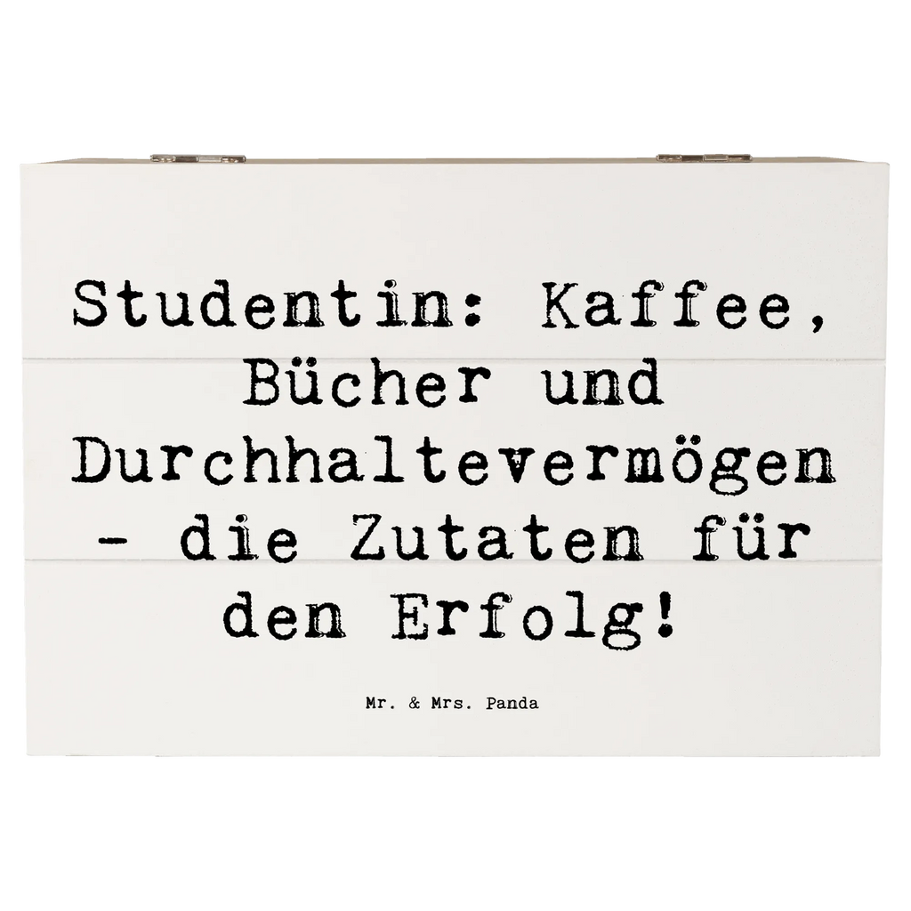 Holzkiste Spruch Studentin: Kaffee, Bücher und Durchhaltevermögen - die Zutaten für den Erfolg! Holzkiste, Kiste, Schatzkiste, Truhe, Schatulle, XXL, Erinnerungsbox, Erinnerungskiste, Dekokiste, Aufbewahrungsbox, Geschenkbox, Geschenkdose, Beruf, Ausbildung, Jubiläum, Abschied, Rente, Kollege, Kollegin, Geschenk, Schenken, Arbeitskollege, Mitarbeiter, Firma, Danke, Dankeschön