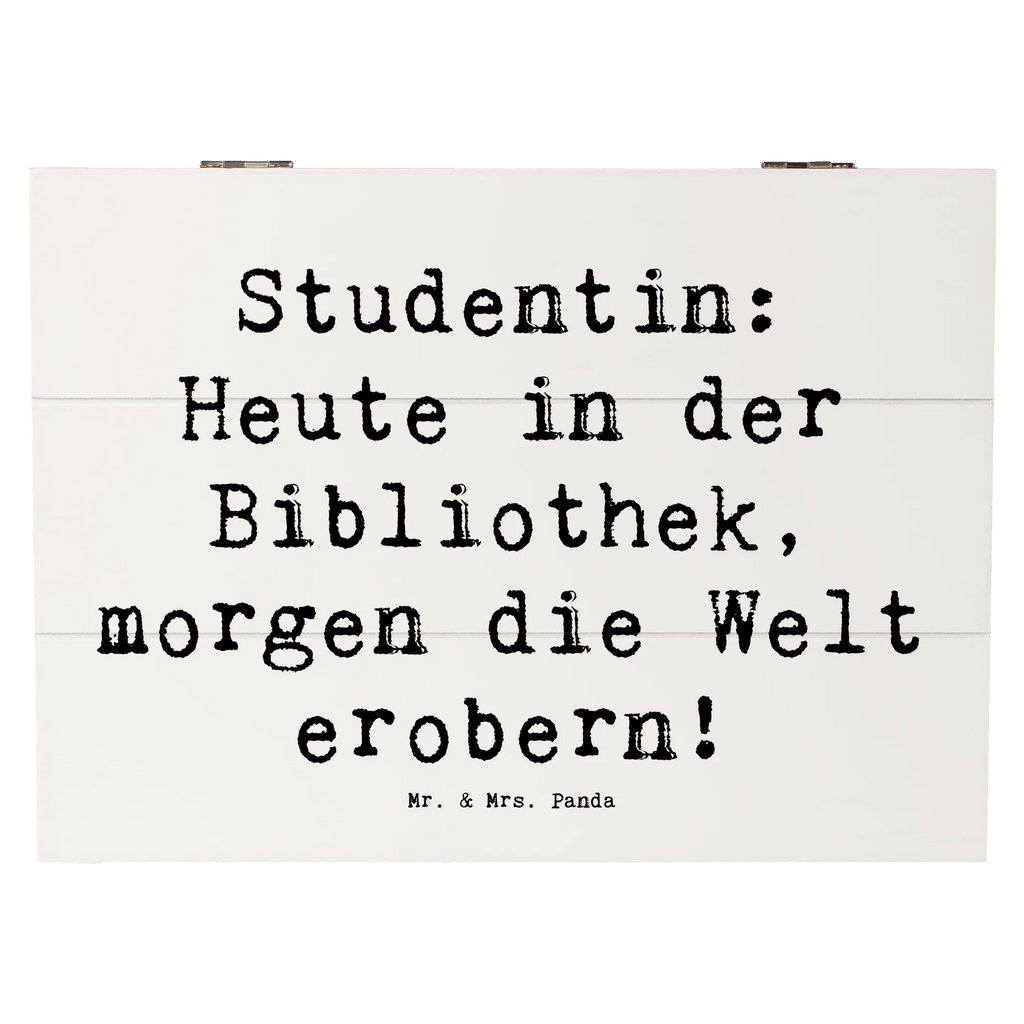 Holzkiste Spruch Studentin: Heute in der Bibliothek, morgen die Welt erobern! Holzkiste, Kiste, Schatzkiste, Truhe, Schatulle, XXL, Erinnerungsbox, Erinnerungskiste, Dekokiste, Aufbewahrungsbox, Geschenkbox, Geschenkdose, Beruf, Ausbildung, Jubiläum, Abschied, Rente, Kollege, Kollegin, Geschenk, Schenken, Arbeitskollege, Mitarbeiter, Firma, Danke, Dankeschön