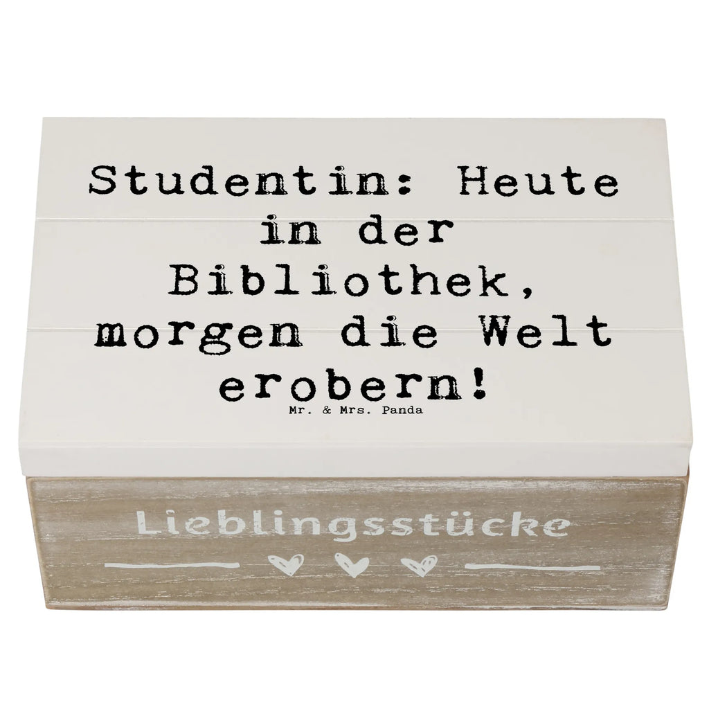 Holzkiste Spruch Studentin: Heute in der Bibliothek, morgen die Welt erobern! Holzkiste, Kiste, Schatzkiste, Truhe, Schatulle, XXL, Erinnerungsbox, Erinnerungskiste, Dekokiste, Aufbewahrungsbox, Geschenkbox, Geschenkdose, Beruf, Ausbildung, Jubiläum, Abschied, Rente, Kollege, Kollegin, Geschenk, Schenken, Arbeitskollege, Mitarbeiter, Firma, Danke, Dankeschön