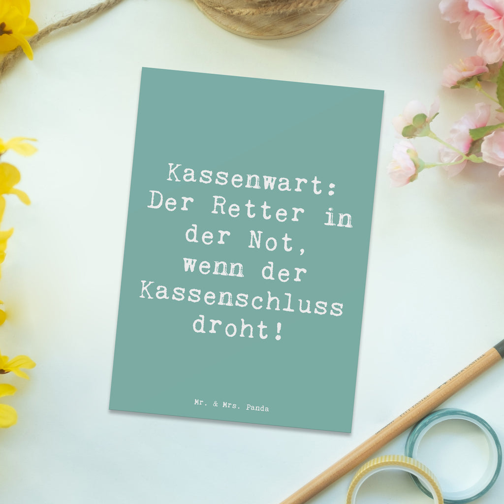 Postkarte Spruch Kassenwart: Der Retter in der Not, wenn der Kassenschluss droht! Postkarte, Karte, Geschenkkarte, Grußkarte, Einladung, Ansichtskarte, Geburtstagskarte, Einladungskarte, Dankeskarte, Ansichtskarten, Einladung Geburtstag, Einladungskarten Geburtstag, Beruf, Ausbildung, Jubiläum, Abschied, Rente, Kollege, Kollegin, Geschenk, Schenken, Arbeitskollege, Mitarbeiter, Firma, Danke, Dankeschön