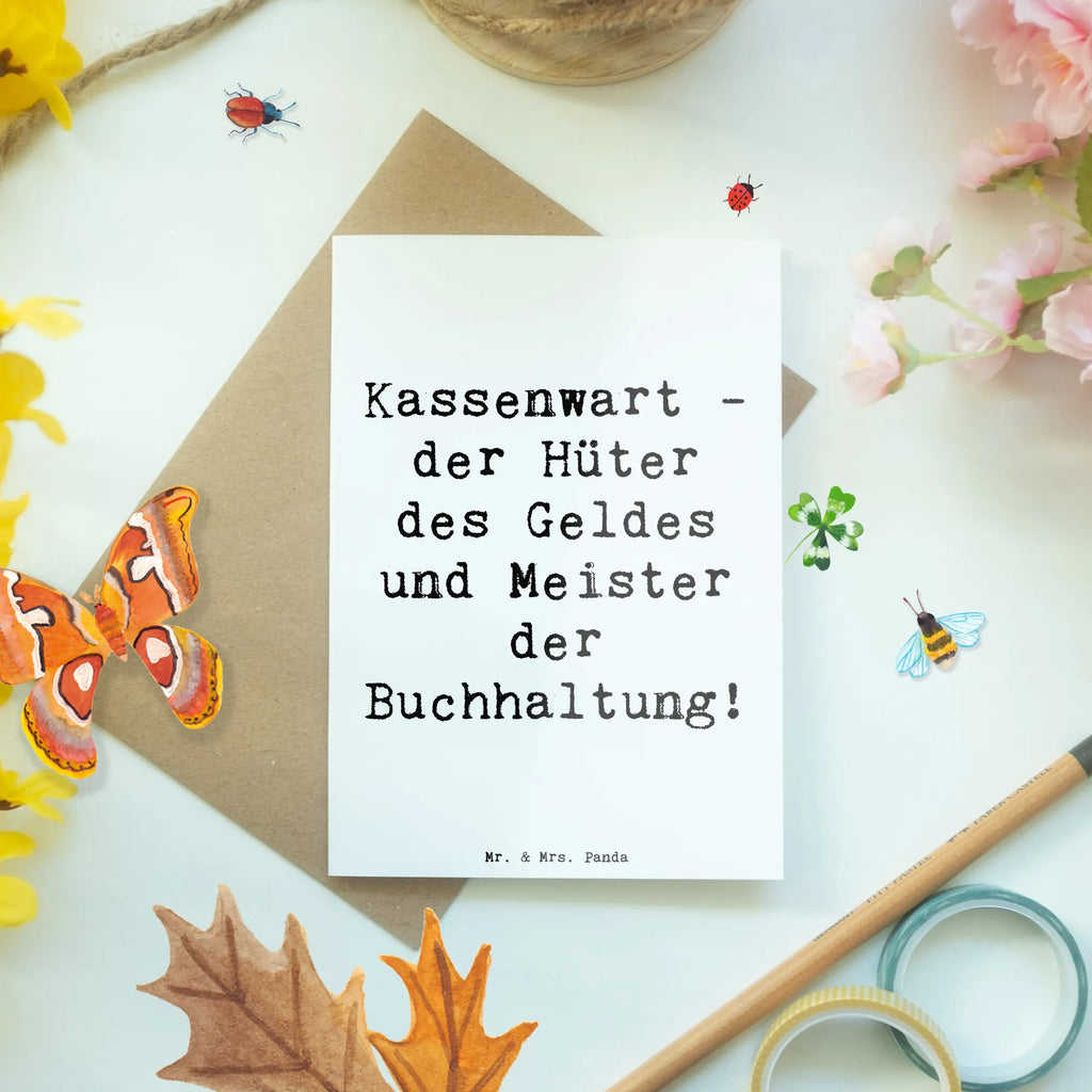 Grußkarte Spruch Kassenwart - der Hüter des Geldes und Meister der Buchhaltung! Grußkarte, Klappkarte, Einladungskarte, Glückwunschkarte, Hochzeitskarte, Geburtstagskarte, Karte, Ansichtskarten, Beruf, Ausbildung, Jubiläum, Abschied, Rente, Kollege, Kollegin, Geschenk, Schenken, Arbeitskollege, Mitarbeiter, Firma, Danke, Dankeschön