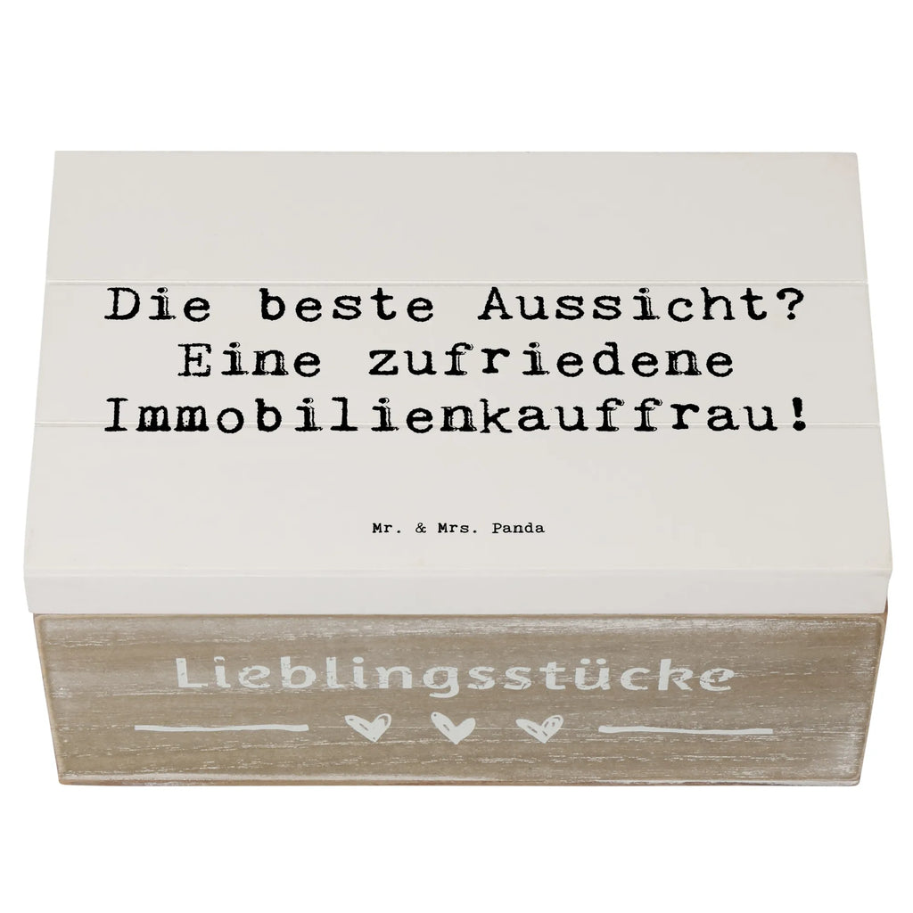 Holzkiste Spruch Die beste Aussicht? Eine zufriedene Immobilienkauffrau! Holzkiste, Kiste, Schatzkiste, Truhe, Schatulle, XXL, Erinnerungsbox, Erinnerungskiste, Dekokiste, Aufbewahrungsbox, Geschenkbox, Geschenkdose, Beruf, Ausbildung, Jubiläum, Abschied, Rente, Kollege, Kollegin, Geschenk, Schenken, Arbeitskollege, Mitarbeiter, Firma, Danke, Dankeschön