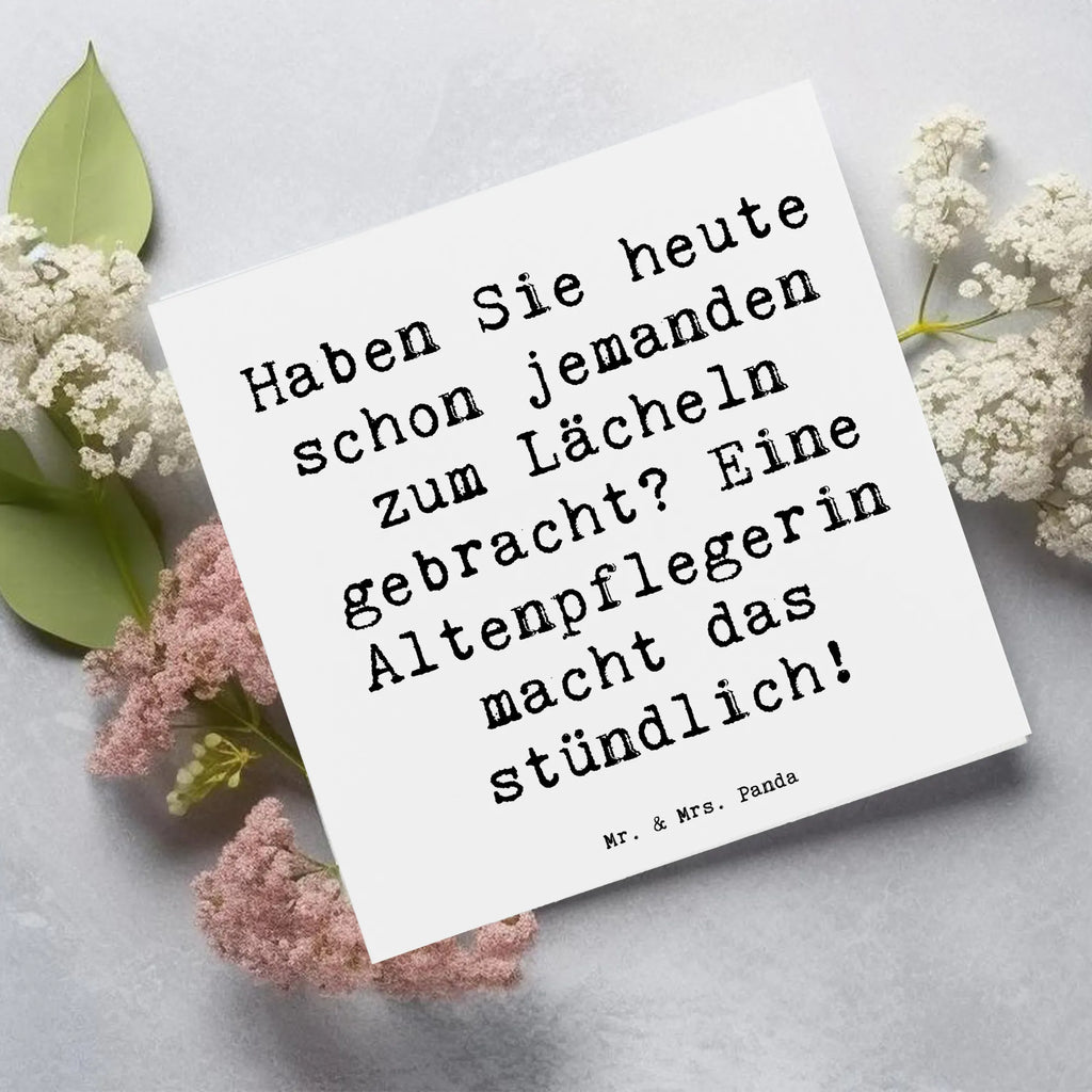 Deluxe Karte Spruch Altenpflegerin Lächeln Karte, Grußkarte, Klappkarte, Einladungskarte, Glückwunschkarte, Hochzeitskarte, Geburtstagskarte, Hochwertige Grußkarte, Hochwertige Klappkarte, Beruf, Ausbildung, Jubiläum, Abschied, Rente, Kollege, Kollegin, Geschenk, Schenken, Arbeitskollege, Mitarbeiter, Firma, Danke, Dankeschön