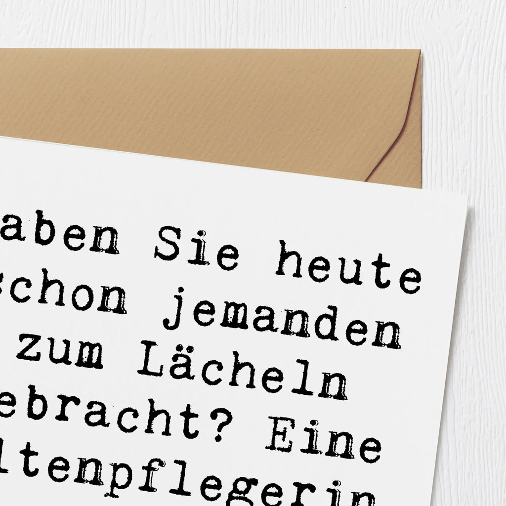 Deluxe Karte Spruch Altenpflegerin Lächeln Karte, Grußkarte, Klappkarte, Einladungskarte, Glückwunschkarte, Hochzeitskarte, Geburtstagskarte, Hochwertige Grußkarte, Hochwertige Klappkarte, Beruf, Ausbildung, Jubiläum, Abschied, Rente, Kollege, Kollegin, Geschenk, Schenken, Arbeitskollege, Mitarbeiter, Firma, Danke, Dankeschön