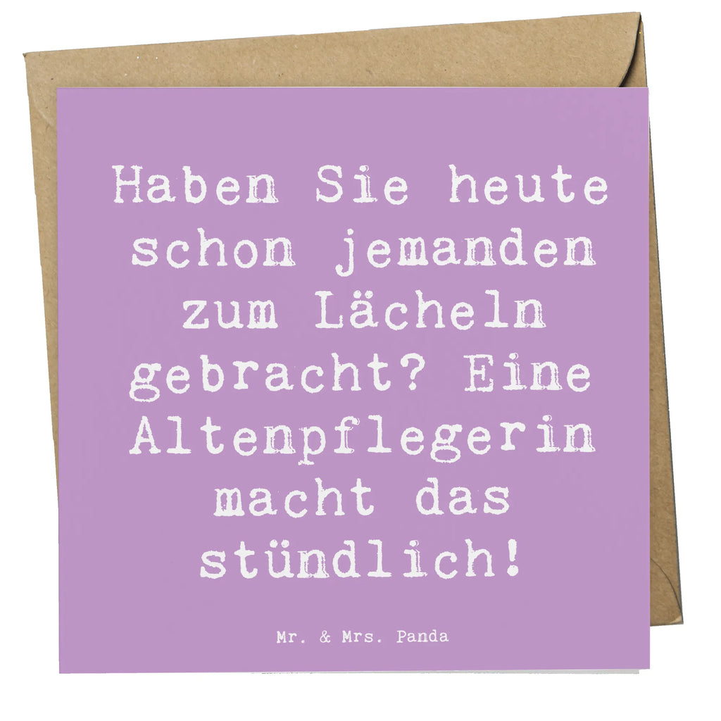 Deluxe Karte Spruch Altenpflegerin Lächeln Karte, Grußkarte, Klappkarte, Einladungskarte, Glückwunschkarte, Hochzeitskarte, Geburtstagskarte, Hochwertige Grußkarte, Hochwertige Klappkarte, Beruf, Ausbildung, Jubiläum, Abschied, Rente, Kollege, Kollegin, Geschenk, Schenken, Arbeitskollege, Mitarbeiter, Firma, Danke, Dankeschön