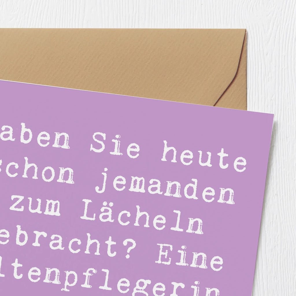 Deluxe Karte Spruch Altenpflegerin Lächeln Karte, Grußkarte, Klappkarte, Einladungskarte, Glückwunschkarte, Hochzeitskarte, Geburtstagskarte, Hochwertige Grußkarte, Hochwertige Klappkarte, Beruf, Ausbildung, Jubiläum, Abschied, Rente, Kollege, Kollegin, Geschenk, Schenken, Arbeitskollege, Mitarbeiter, Firma, Danke, Dankeschön