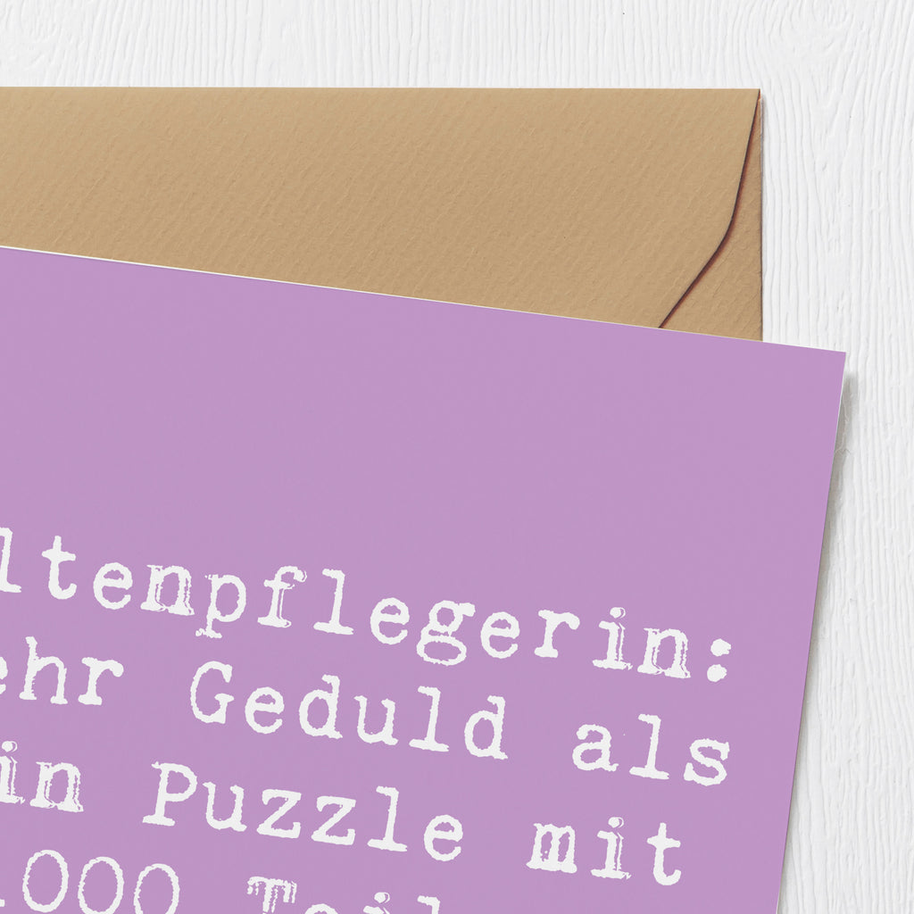 Deluxe Karte Spruch Altenpflegerin Geduld Karte, Grußkarte, Klappkarte, Einladungskarte, Glückwunschkarte, Hochzeitskarte, Geburtstagskarte, Hochwertige Grußkarte, Hochwertige Klappkarte, Beruf, Ausbildung, Jubiläum, Abschied, Rente, Kollege, Kollegin, Geschenk, Schenken, Arbeitskollege, Mitarbeiter, Firma, Danke, Dankeschön