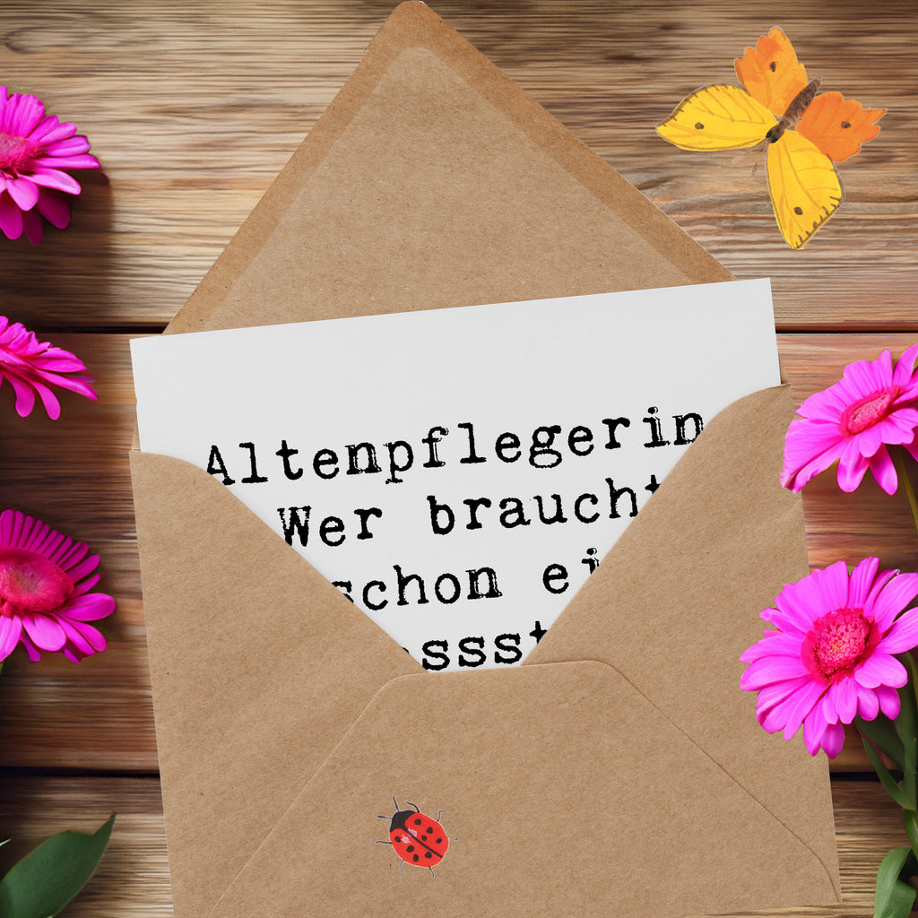 Deluxe Karte Spruch Altenpflegerin Fitness Karte, Grußkarte, Klappkarte, Einladungskarte, Glückwunschkarte, Hochzeitskarte, Geburtstagskarte, Hochwertige Grußkarte, Hochwertige Klappkarte, Beruf, Ausbildung, Jubiläum, Abschied, Rente, Kollege, Kollegin, Geschenk, Schenken, Arbeitskollege, Mitarbeiter, Firma, Danke, Dankeschön