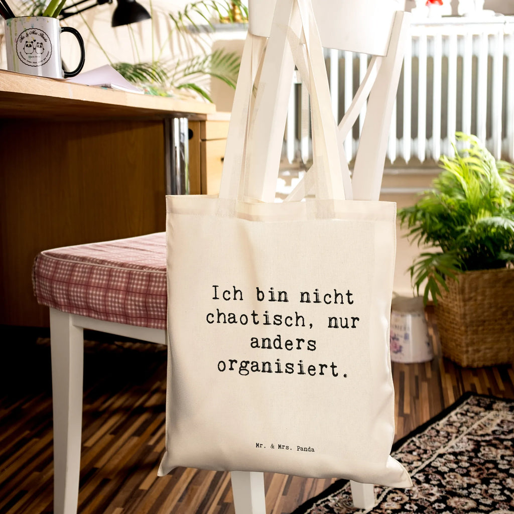 Tragetasche Spruch Ich bin nicht chaotisch, nur anders organisiert. Beuteltasche, Beutel, Einkaufstasche, Jutebeutel, Stoffbeutel, Tasche, Shopper, Umhängetasche, Strandtasche, Schultertasche, Stofftasche, Tragetasche, Badetasche, Jutetasche, Einkaufstüte, Laptoptasche