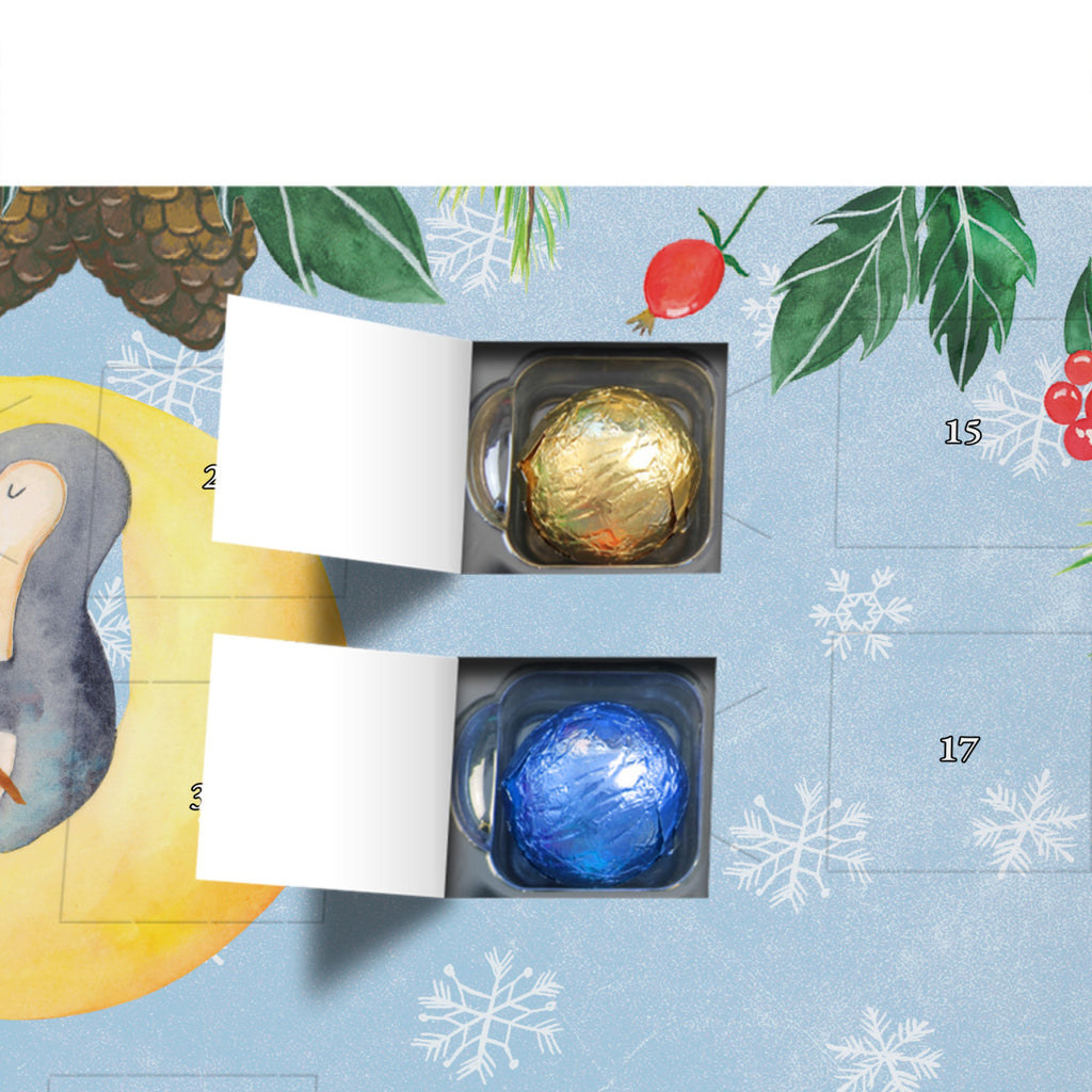 Schoko Adventskalender Pinguin Mond Adventskalender, Schokoladen Adventskalender, Schoko Adventskalender, Pinguin, Pinguine, Spruch, schlafen, Nachtruhe, Einschlafen, Schlafzimmer, Schlafstörungen, Gästezimmer