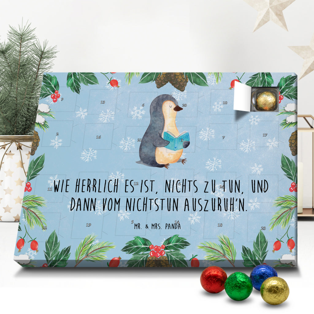 Schoko Adventskalender Pinguin Buch Adventskalender, Schokoladen Adventskalender, Schoko Adventskalender, Pinguin, Pinguine, Buch, Lesen, Bücherwurm, Nichtstun, Faulenzen, Ferien, Urlaub, Freizeit