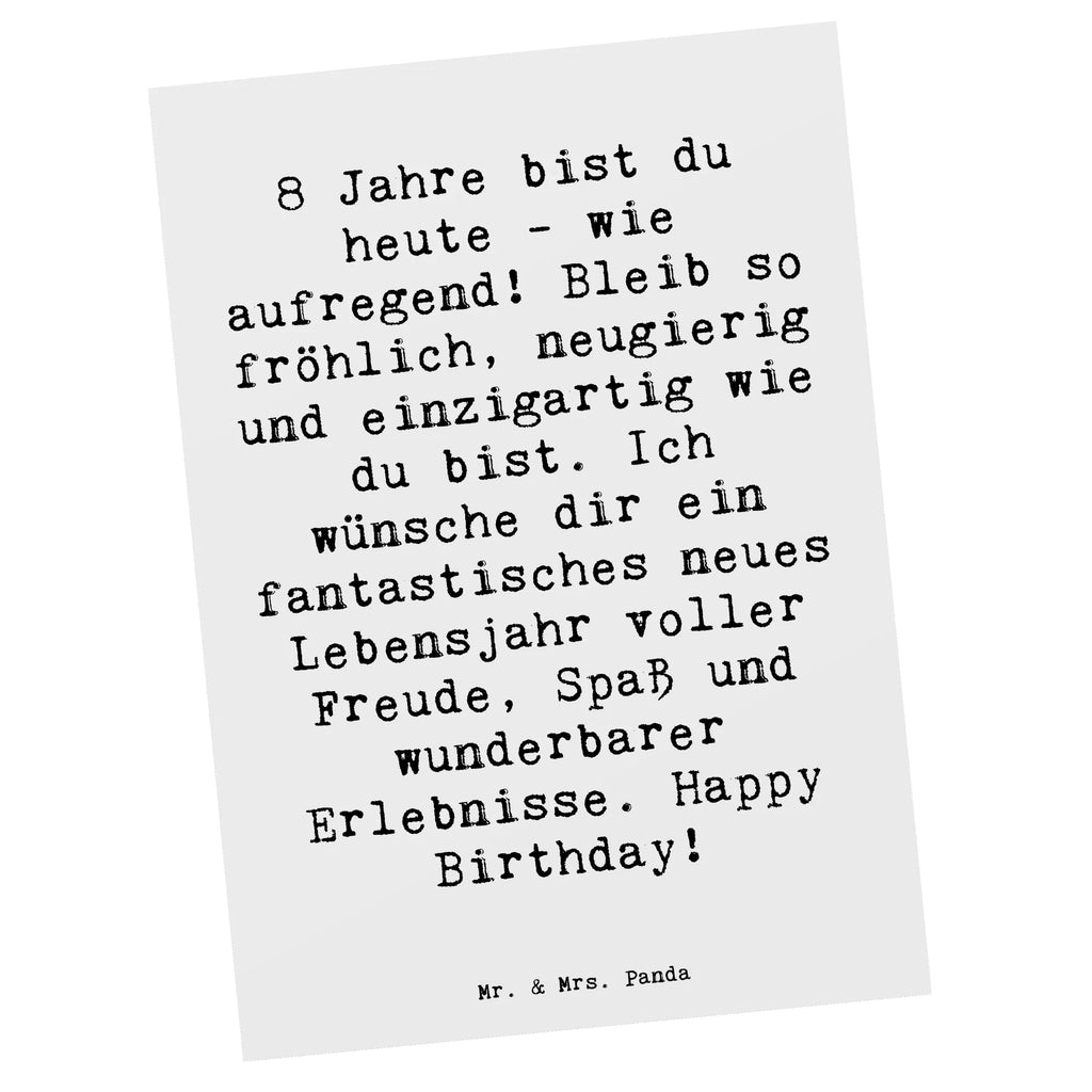 Postkarte Spruch 8. Geburtstag Postkarte, Karte, Geschenkkarte, Grußkarte, Einladung, Ansichtskarte, Geburtstagskarte, Einladungskarte, Dankeskarte, Ansichtskarten, Einladung Geburtstag, Einladungskarten Geburtstag, Geburtstag, Geburtstagsgeschenk, Geschenk