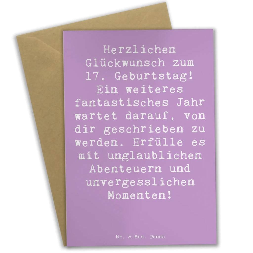 Grußkarte Spruch 17. Geburtstag Abenteuer Grußkarte, Klappkarte, Einladungskarte, Glückwunschkarte, Hochzeitskarte, Geburtstagskarte, Karte, Ansichtskarten, Geburtstag, Geburtstagsgeschenk, Geschenk