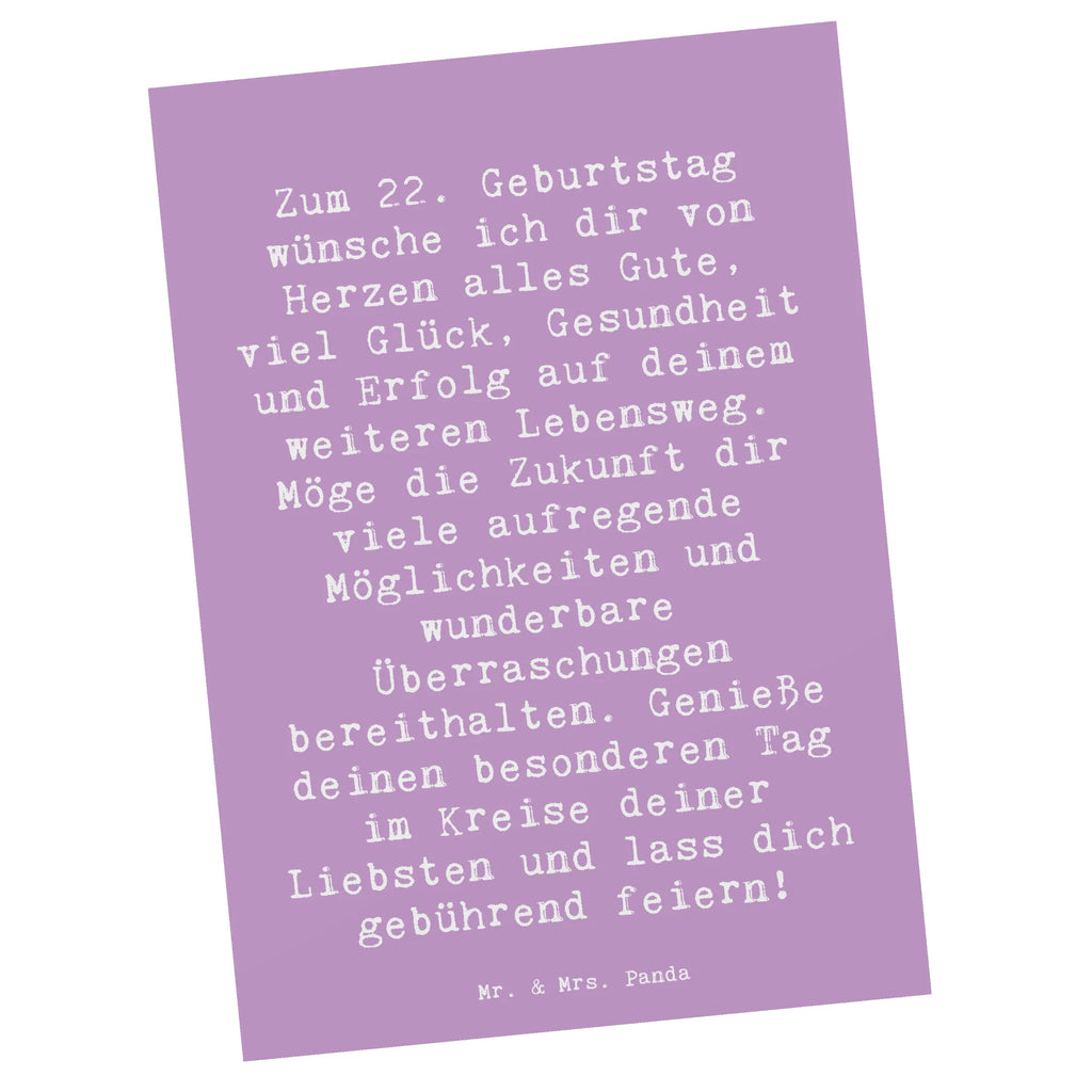 Postkarte Spruch 22. Geburtstag Postkarte, Karte, Geschenkkarte, Grußkarte, Einladung, Ansichtskarte, Geburtstagskarte, Einladungskarte, Dankeskarte, Ansichtskarten, Einladung Geburtstag, Einladungskarten Geburtstag, Geburtstag, Geburtstagsgeschenk, Geschenk