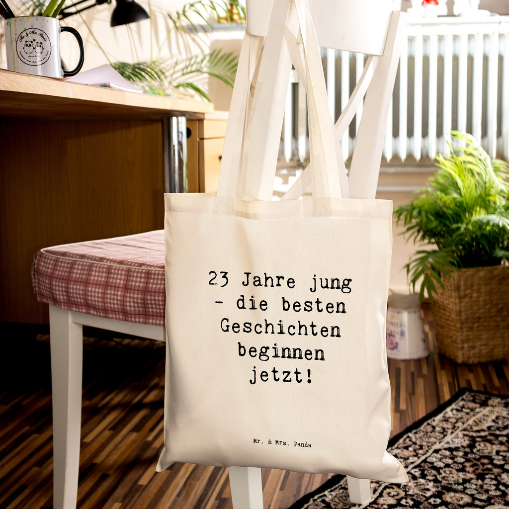 Tragetasche Spruch 23. Geburtstag Geschichten Beuteltasche, Beutel, Einkaufstasche, Jutebeutel, Stoffbeutel, Tasche, Shopper, Umhängetasche, Strandtasche, Schultertasche, Stofftasche, Tragetasche, Badetasche, Jutetasche, Einkaufstüte, Laptoptasche, Geburtstag, Geburtstagsgeschenk, Geschenk