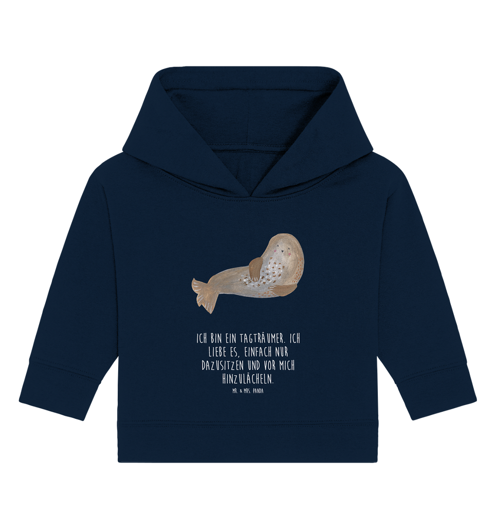 Organic Baby Hoodie Robbe Lachen Baby Kapuzenshirt, Baby Kapuzensweatshirt, Baby Hoodie, Baby Pullover, Tiermotive, Gute Laune, lustige Sprüche, Tiere, Robbe, Robben, Seehund, Strand, Meerestier, Ostsee, Nordsee