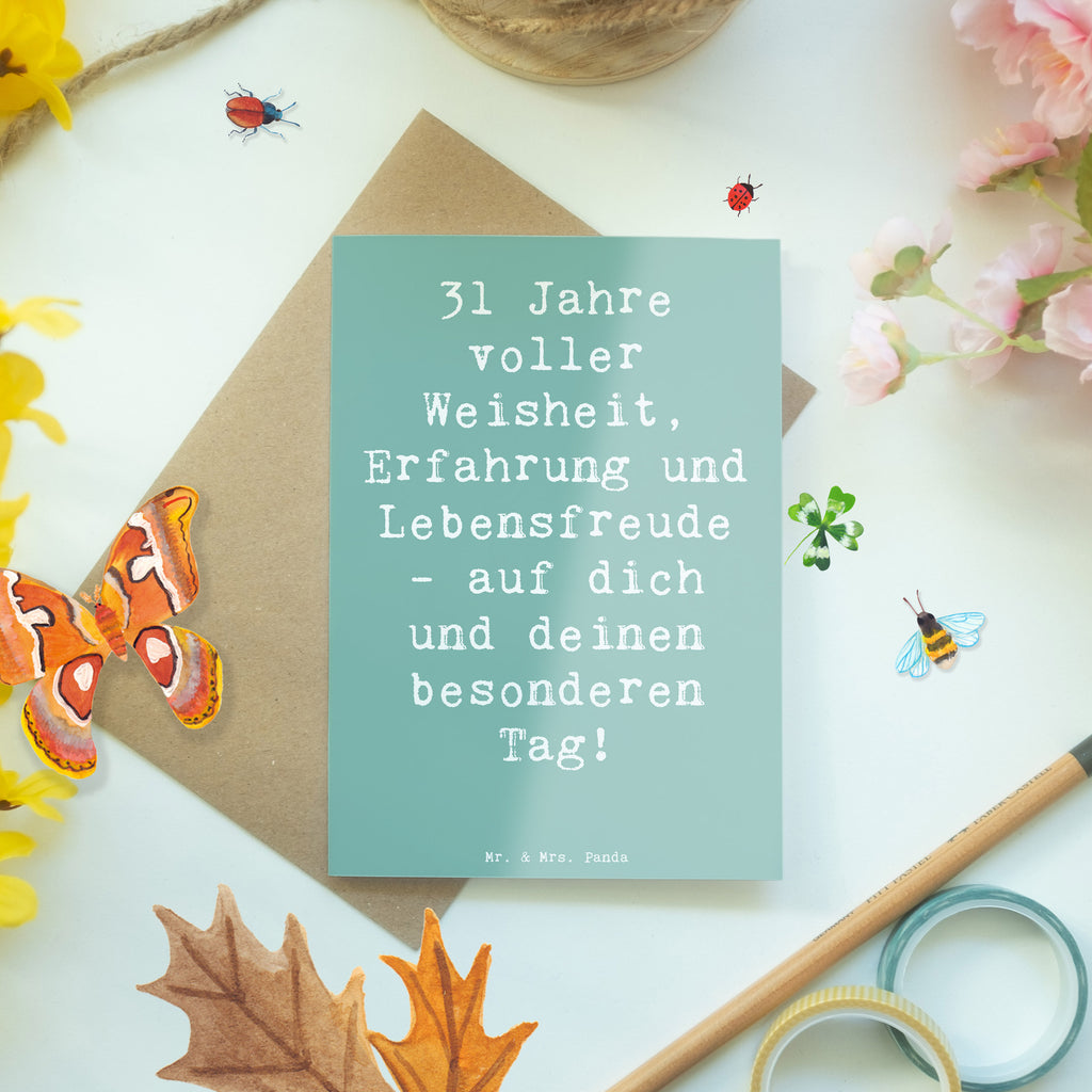 Grußkarte Spruch 31. Geburtstag Weisheit Grußkarte, Klappkarte, Einladungskarte, Glückwunschkarte, Hochzeitskarte, Geburtstagskarte, Karte, Ansichtskarten, Geburtstag, Geburtstagsgeschenk, Geschenk