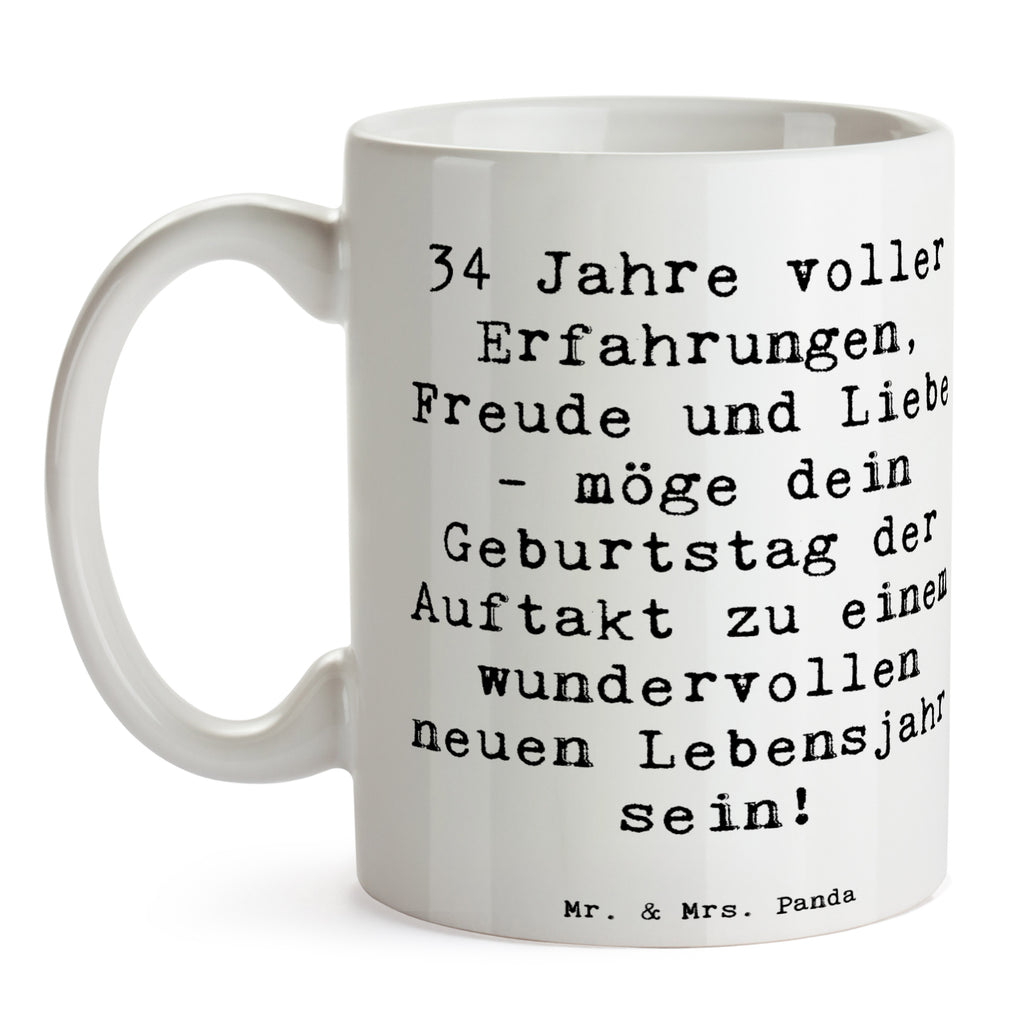 Tasse Spruch 34. Geburtstag Erlebnisse Tasse, Kaffeetasse, Teetasse, Becher, Kaffeebecher, Teebecher, Keramiktasse, Porzellantasse, Büro Tasse, Geschenk Tasse, Tasse Sprüche, Tasse Motive, Kaffeetassen, Tasse bedrucken, Designer Tasse, Cappuccino Tassen, Schöne Teetassen, Geburtstag, Geburtstagsgeschenk, Geschenk