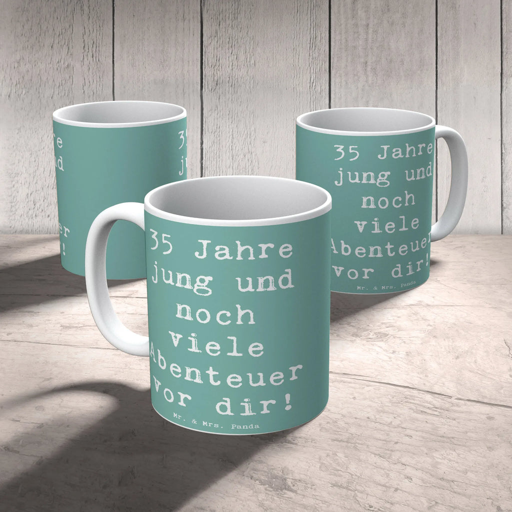 Tasse Spruch 35. Geburtstag Abenteuer Tasse, Kaffeetasse, Teetasse, Becher, Kaffeebecher, Teebecher, Keramiktasse, Porzellantasse, Büro Tasse, Geschenk Tasse, Tasse Sprüche, Tasse Motive, Kaffeetassen, Tasse bedrucken, Designer Tasse, Cappuccino Tassen, Schöne Teetassen, Geburtstag, Geburtstagsgeschenk, Geschenk