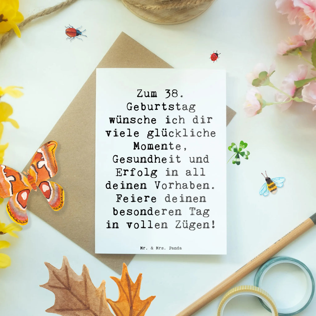 Grußkarte Spruch 38. Geburtstag Glück Grußkarte, Klappkarte, Einladungskarte, Glückwunschkarte, Hochzeitskarte, Geburtstagskarte, Karte, Ansichtskarten, Geburtstag, Geburtstagsgeschenk, Geschenk