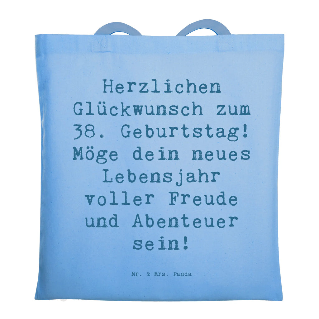 Tragetasche Spruch 38. Geburtstag Freude Abenteuer Beuteltasche, Beutel, Einkaufstasche, Jutebeutel, Stoffbeutel, Tasche, Shopper, Umhängetasche, Strandtasche, Schultertasche, Stofftasche, Tragetasche, Badetasche, Jutetasche, Einkaufstüte, Laptoptasche, Geburtstag, Geburtstagsgeschenk, Geschenk