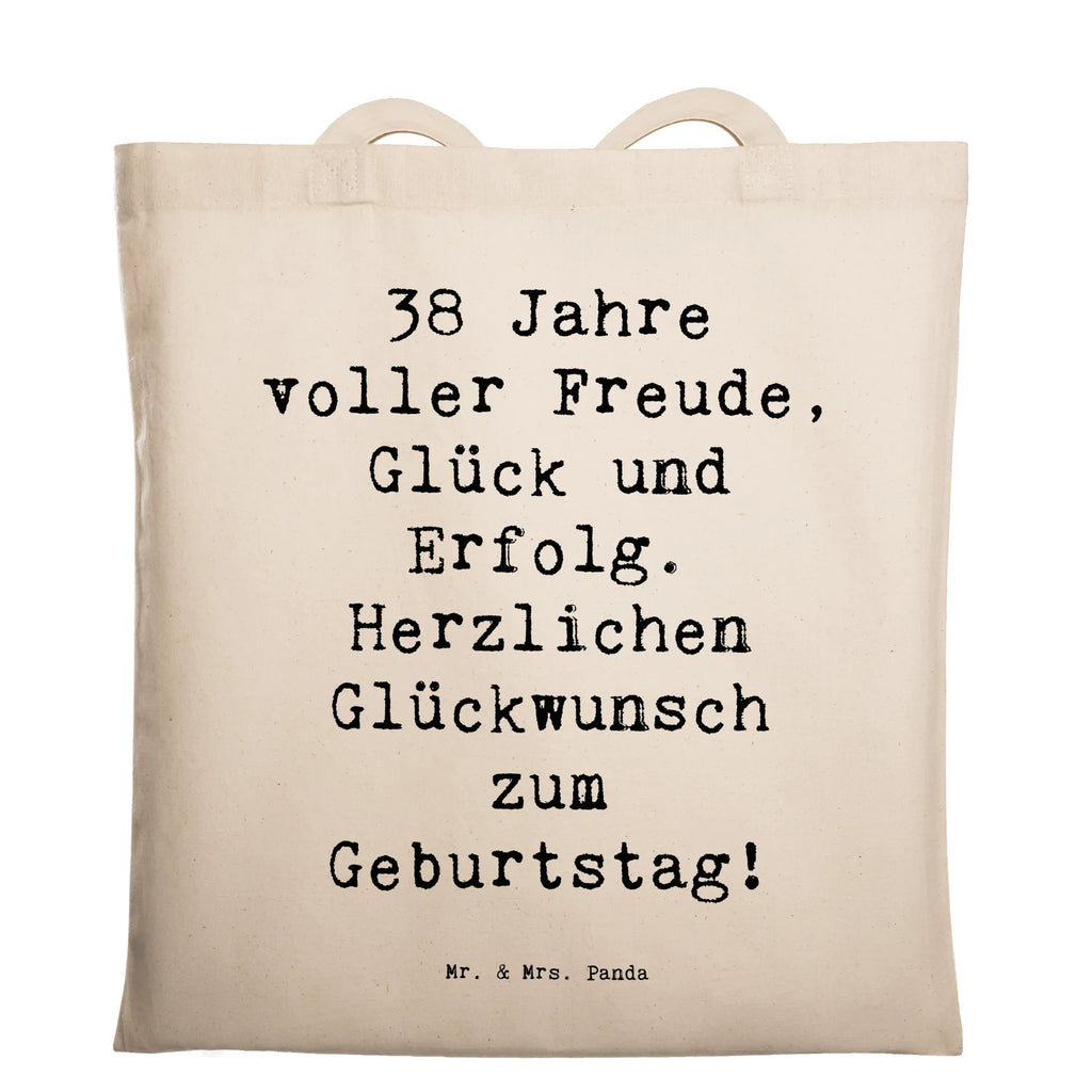 Tragetasche Spruch 38. Geburtstag Freude Beuteltasche, Beutel, Einkaufstasche, Jutebeutel, Stoffbeutel, Tasche, Shopper, Umhängetasche, Strandtasche, Schultertasche, Stofftasche, Tragetasche, Badetasche, Jutetasche, Einkaufstüte, Laptoptasche, Geburtstag, Geburtstagsgeschenk, Geschenk