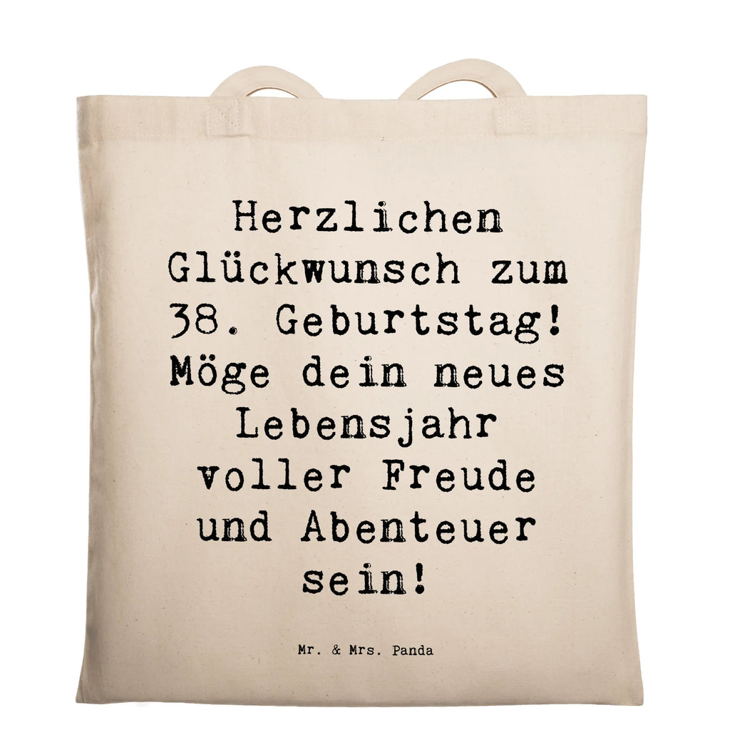 Tragetasche Spruch 38. Geburtstag Freude Abenteuer Beuteltasche, Beutel, Einkaufstasche, Jutebeutel, Stoffbeutel, Tasche, Shopper, Umhängetasche, Strandtasche, Schultertasche, Stofftasche, Tragetasche, Badetasche, Jutetasche, Einkaufstüte, Laptoptasche, Geburtstag, Geburtstagsgeschenk, Geschenk