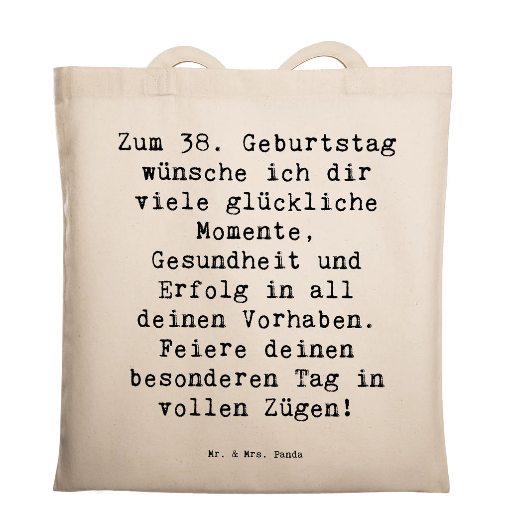 Tragetasche Spruch 38. Geburtstag Glück Beuteltasche, Beutel, Einkaufstasche, Jutebeutel, Stoffbeutel, Tasche, Shopper, Umhängetasche, Strandtasche, Schultertasche, Stofftasche, Tragetasche, Badetasche, Jutetasche, Einkaufstüte, Laptoptasche, Geburtstag, Geburtstagsgeschenk, Geschenk