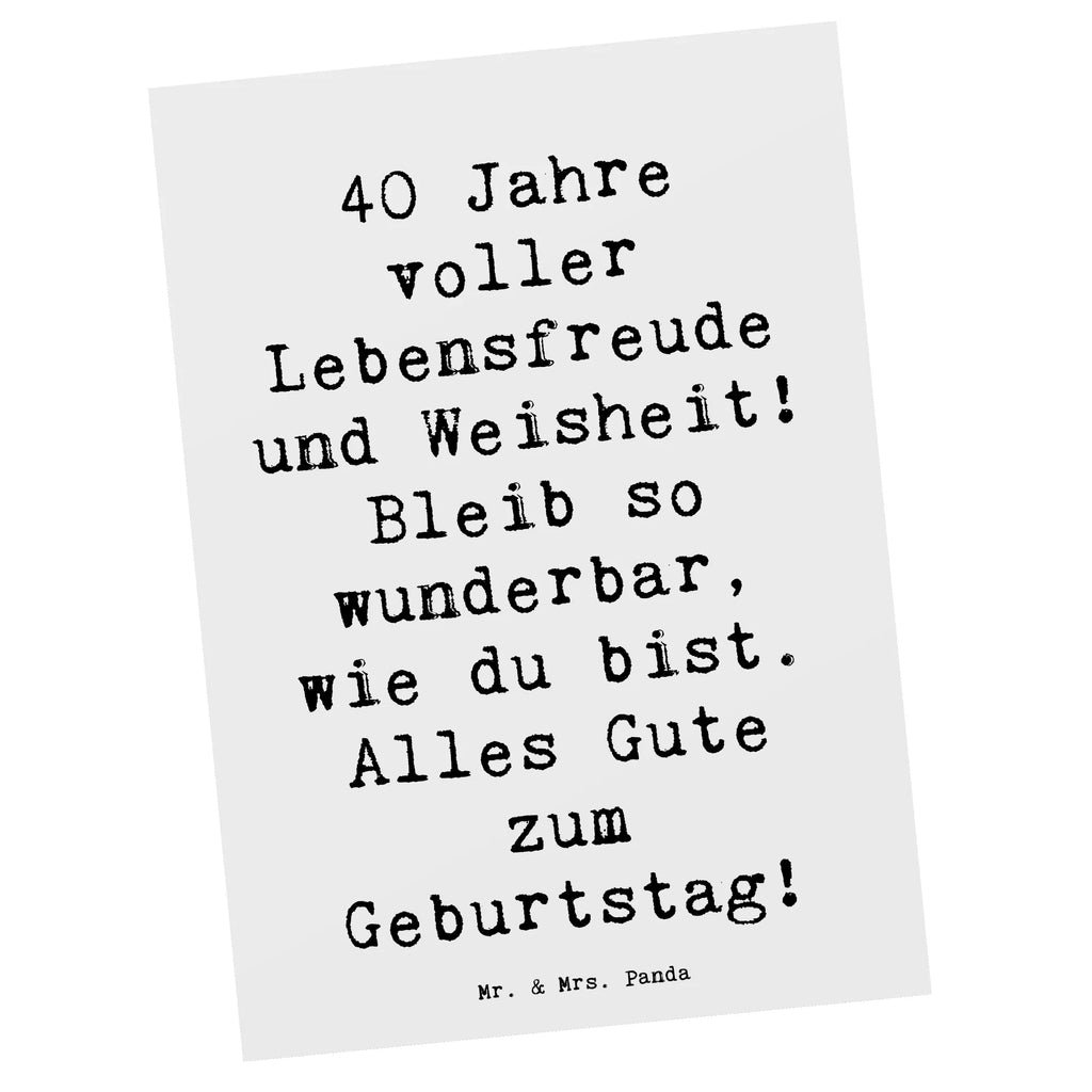 Postkarte Spruch 40. Geburtstag Freude Postkarte, Karte, Geschenkkarte, Grußkarte, Einladung, Ansichtskarte, Geburtstagskarte, Einladungskarte, Dankeskarte, Ansichtskarten, Einladung Geburtstag, Einladungskarten Geburtstag, Geburtstag, Geburtstagsgeschenk, Geschenk