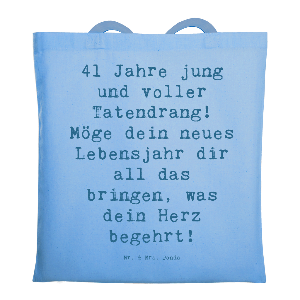 Tragetasche Spruch 41. Geburtstag Tatendrang Beuteltasche, Beutel, Einkaufstasche, Jutebeutel, Stoffbeutel, Tasche, Shopper, Umhängetasche, Strandtasche, Schultertasche, Stofftasche, Tragetasche, Badetasche, Jutetasche, Einkaufstüte, Laptoptasche, Geburtstag, Geburtstagsgeschenk, Geschenk