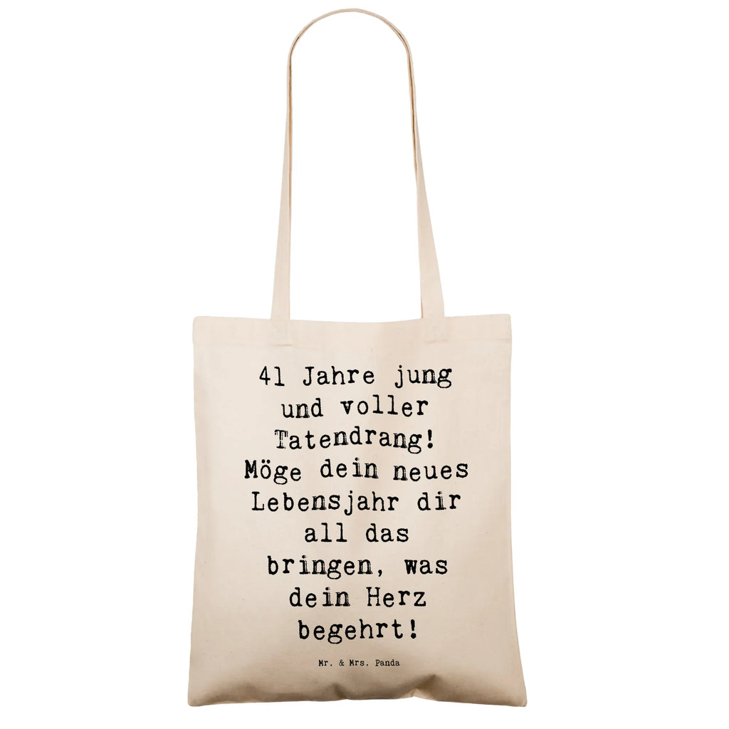 Tragetasche Spruch 41. Geburtstag Tatendrang Beuteltasche, Beutel, Einkaufstasche, Jutebeutel, Stoffbeutel, Tasche, Shopper, Umhängetasche, Strandtasche, Schultertasche, Stofftasche, Tragetasche, Badetasche, Jutetasche, Einkaufstüte, Laptoptasche, Geburtstag, Geburtstagsgeschenk, Geschenk