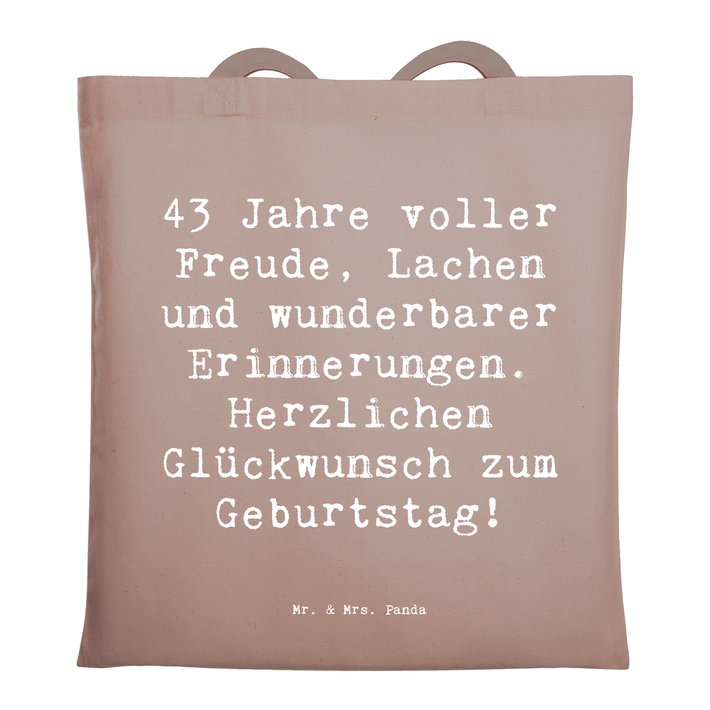 Tragetasche Spruch 43. Geburtstag Freude Beuteltasche, Beutel, Einkaufstasche, Jutebeutel, Stoffbeutel, Tasche, Shopper, Umhängetasche, Strandtasche, Schultertasche, Stofftasche, Tragetasche, Badetasche, Jutetasche, Einkaufstüte, Laptoptasche, Geburtstag, Geburtstagsgeschenk, Geschenk