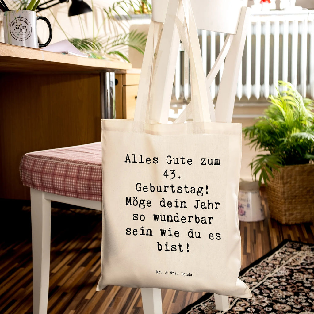 Tragetasche Spruch 43. Geburtstag Beuteltasche, Beutel, Einkaufstasche, Jutebeutel, Stoffbeutel, Tasche, Shopper, Umhängetasche, Strandtasche, Schultertasche, Stofftasche, Tragetasche, Badetasche, Jutetasche, Einkaufstüte, Laptoptasche, Geburtstag, Geburtstagsgeschenk, Geschenk