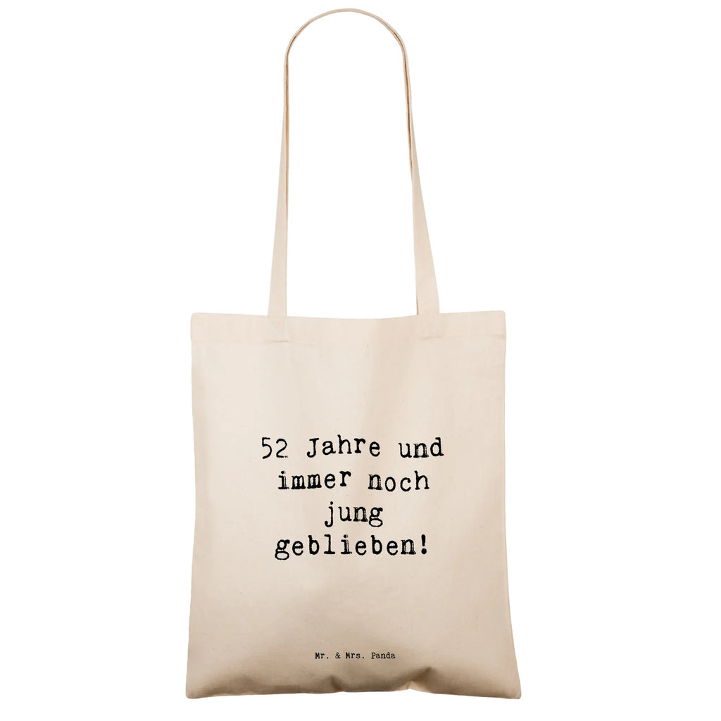 Tragetasche Spruch 52. Geburtstag Jung geblieben Beuteltasche, Beutel, Einkaufstasche, Jutebeutel, Stoffbeutel, Tasche, Shopper, Umhängetasche, Strandtasche, Schultertasche, Stofftasche, Tragetasche, Badetasche, Jutetasche, Einkaufstüte, Laptoptasche, Geburtstag, Geburtstagsgeschenk, Geschenk