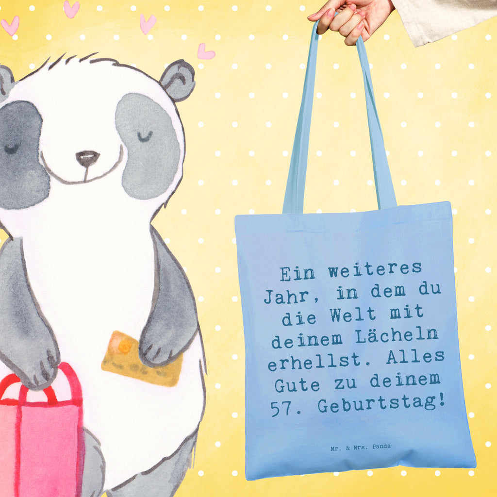 Tragetasche Spruch 57. Geburtstag Lächeln Beuteltasche, Beutel, Einkaufstasche, Jutebeutel, Stoffbeutel, Tasche, Shopper, Umhängetasche, Strandtasche, Schultertasche, Stofftasche, Tragetasche, Badetasche, Jutetasche, Einkaufstüte, Laptoptasche, Geburtstag, Geburtstagsgeschenk, Geschenk