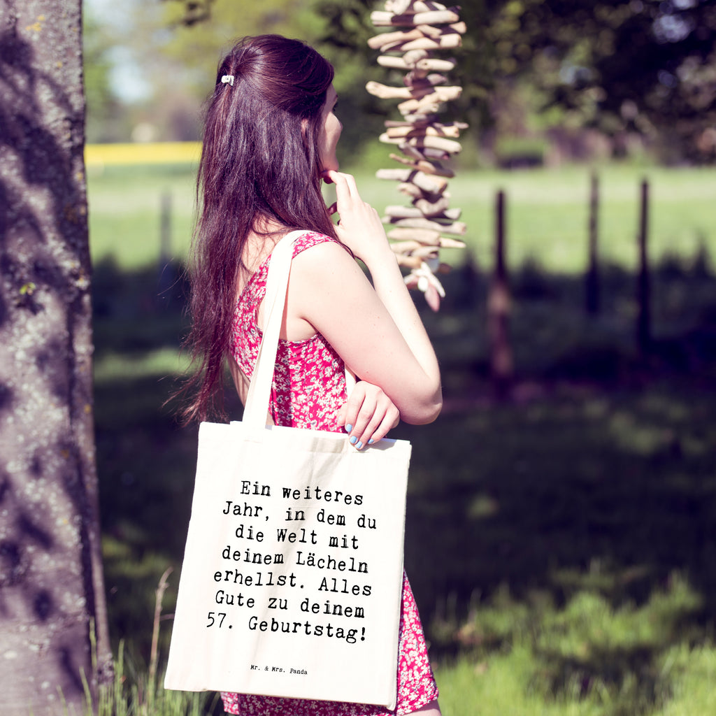 Tragetasche Spruch 57. Geburtstag Lächeln Beuteltasche, Beutel, Einkaufstasche, Jutebeutel, Stoffbeutel, Tasche, Shopper, Umhängetasche, Strandtasche, Schultertasche, Stofftasche, Tragetasche, Badetasche, Jutetasche, Einkaufstüte, Laptoptasche, Geburtstag, Geburtstagsgeschenk, Geschenk