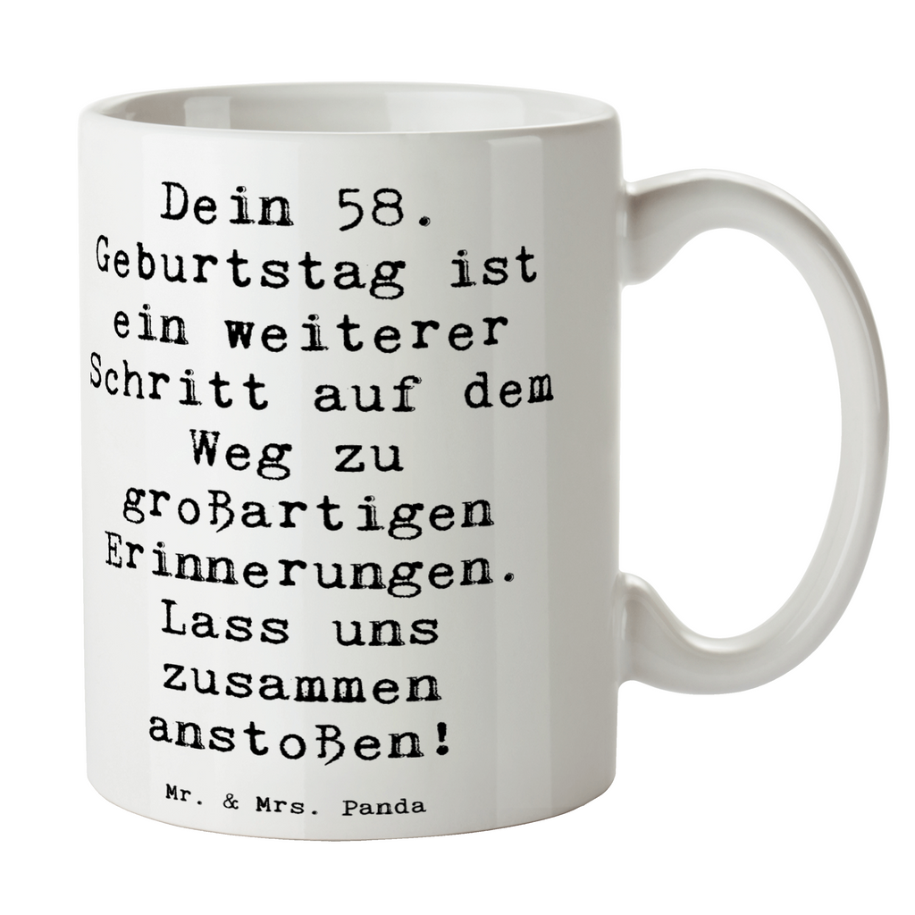 Tasse Spruch 58. Geburtstag Erinnerungen Tasse, Kaffeetasse, Teetasse, Becher, Kaffeebecher, Teebecher, Keramiktasse, Porzellantasse, Büro Tasse, Geschenk Tasse, Tasse Sprüche, Tasse Motive, Kaffeetassen, Tasse bedrucken, Designer Tasse, Cappuccino Tassen, Schöne Teetassen, Geburtstag, Geburtstagsgeschenk, Geschenk