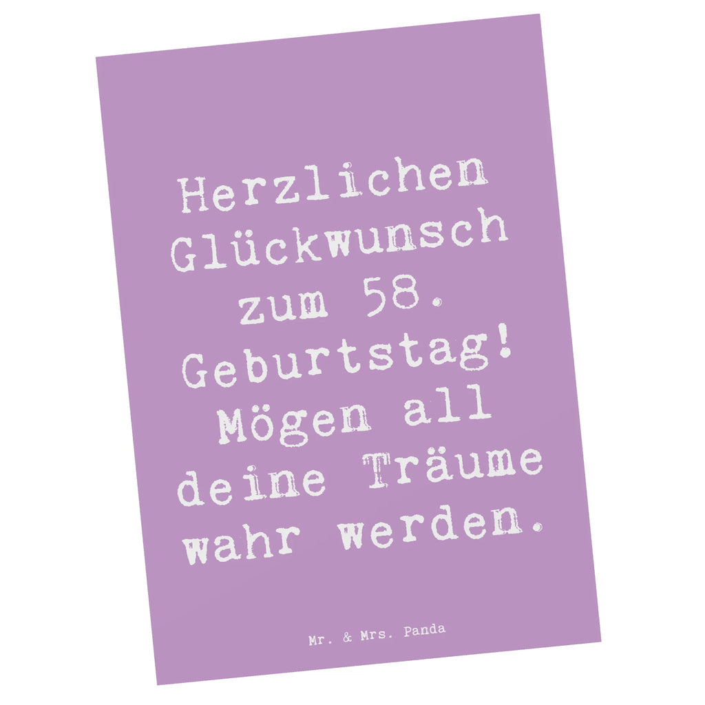 Postkarte Spruch 58. Geburtstag Postkarte, Karte, Geschenkkarte, Grußkarte, Einladung, Ansichtskarte, Geburtstagskarte, Einladungskarte, Dankeskarte, Ansichtskarten, Einladung Geburtstag, Einladungskarten Geburtstag, Geburtstag, Geburtstagsgeschenk, Geschenk