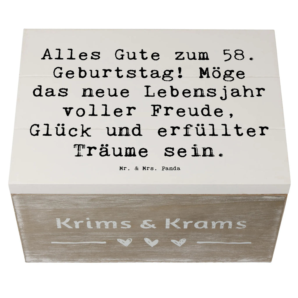 Holzkiste Spruch 58. Geburtstag Freude Holzkiste, Kiste, Schatzkiste, Truhe, Schatulle, XXL, Erinnerungsbox, Erinnerungskiste, Dekokiste, Aufbewahrungsbox, Geschenkbox, Geschenkdose, Geburtstag, Geburtstagsgeschenk, Geschenk